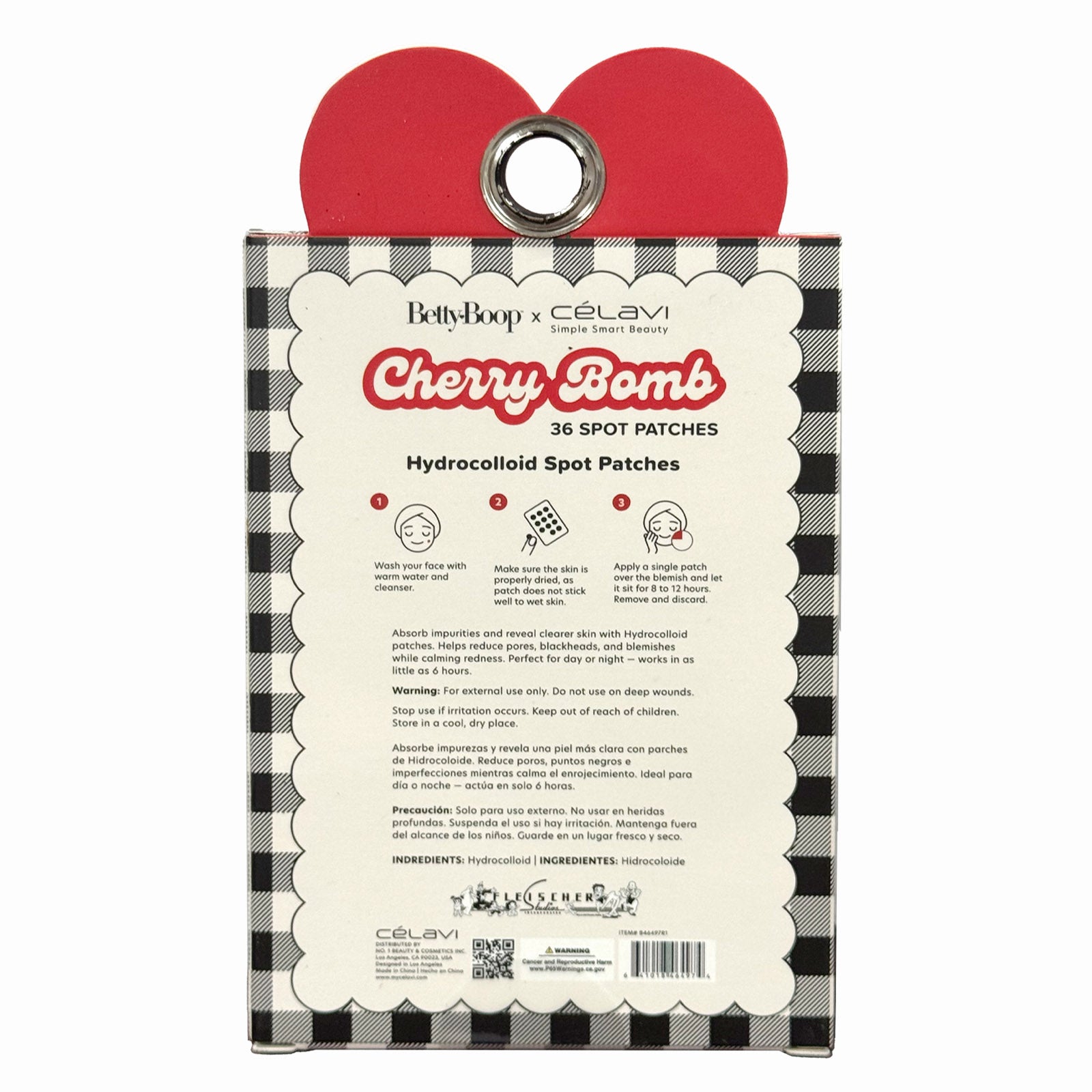 Betty Boop 36 Piece Spot Patches Black Gingham