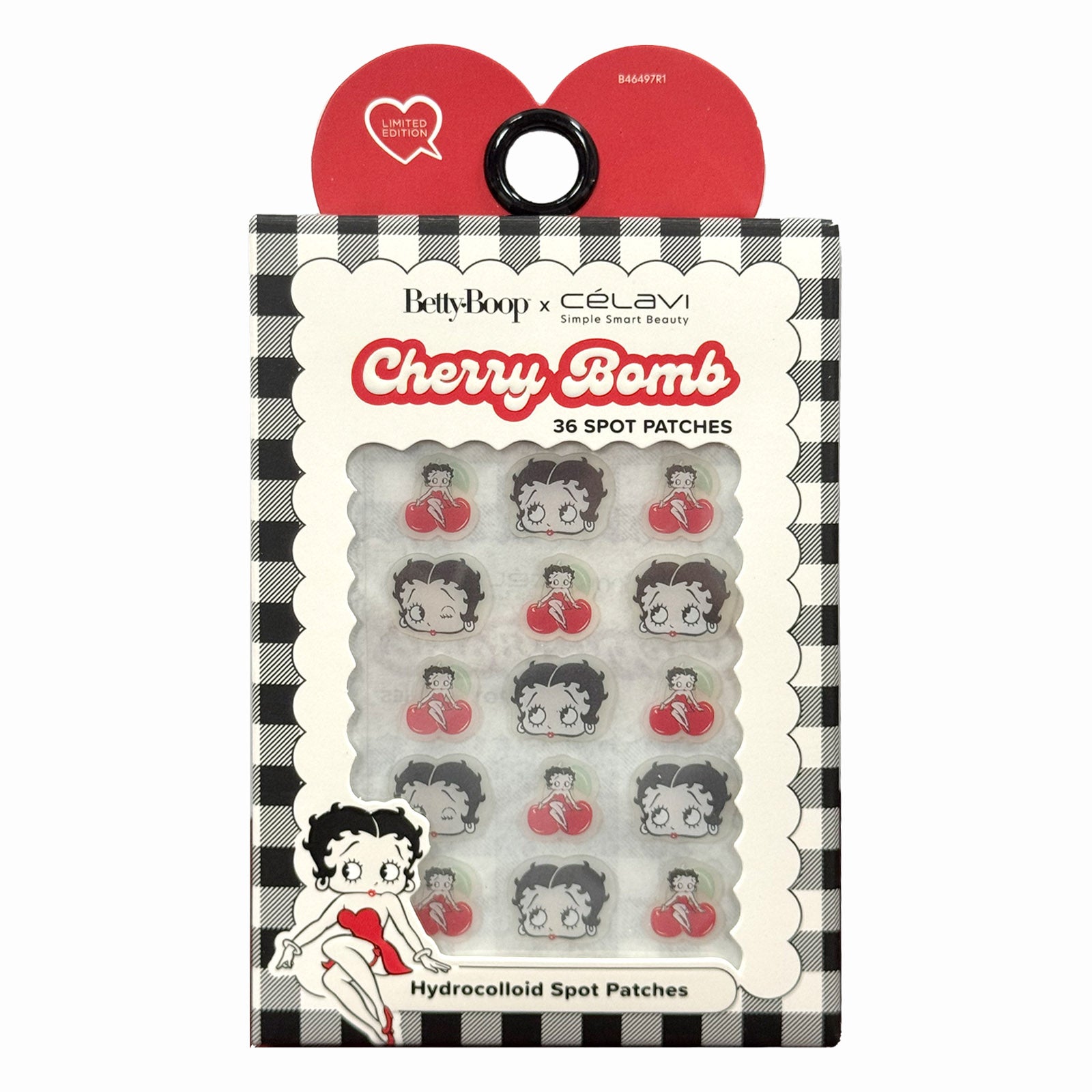 Betty Boop 36 Piece Spot Patches Black Gingham