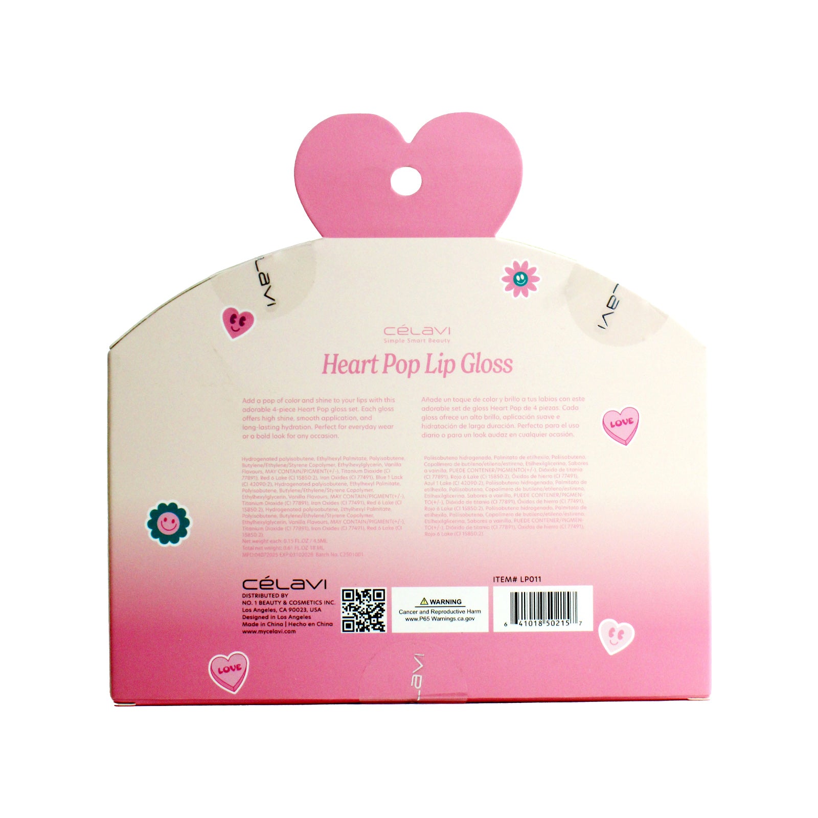 4 PC HEART POP LIP GLOSS SET