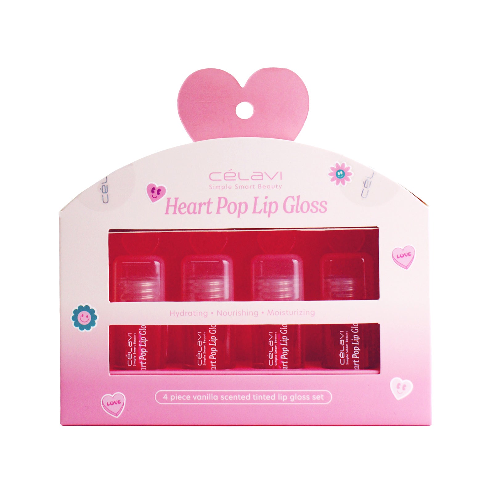4 PC HEART POP LIP GLOSS SET