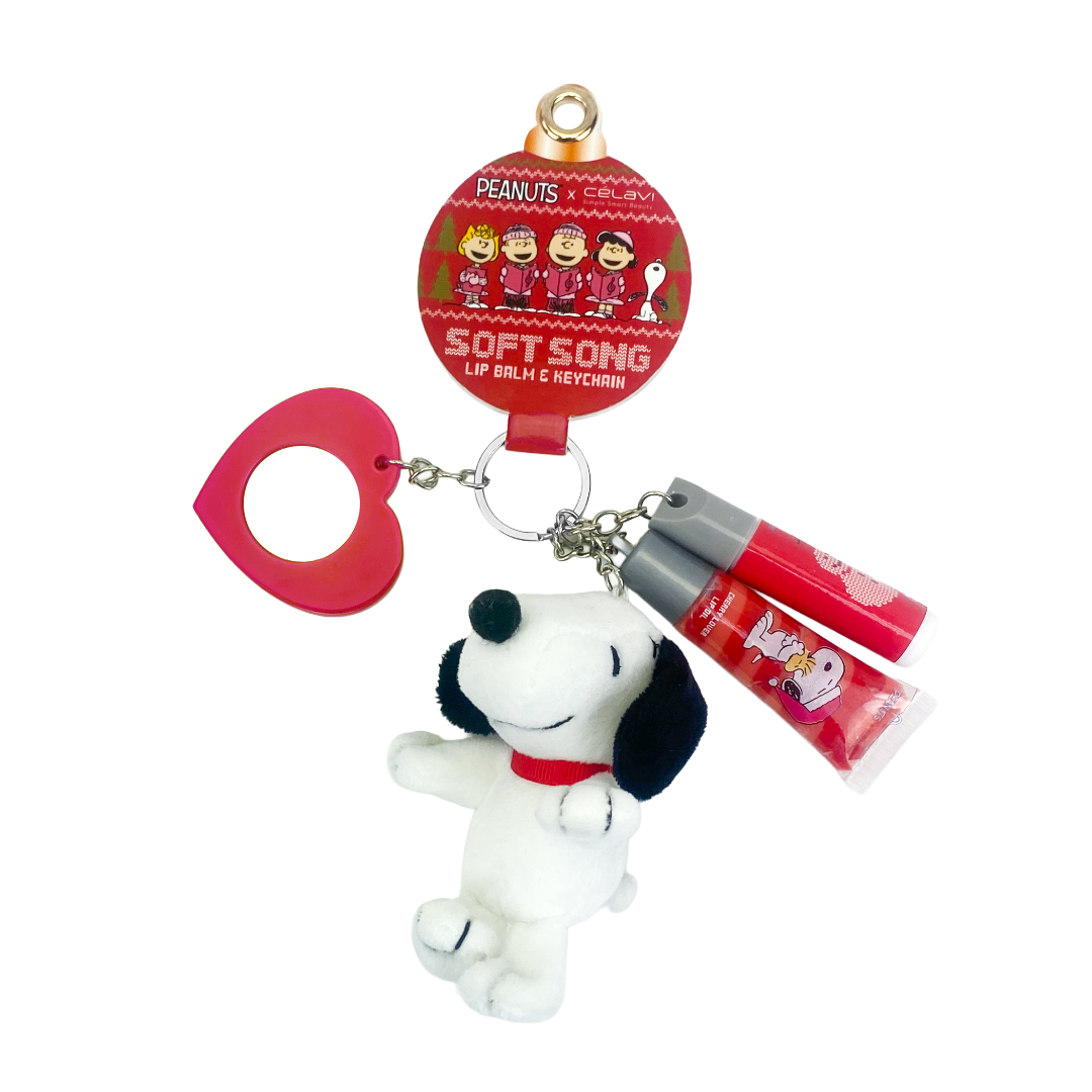 PEANUTS CHRISTMAS LIP BALM AND KEYCHAIN