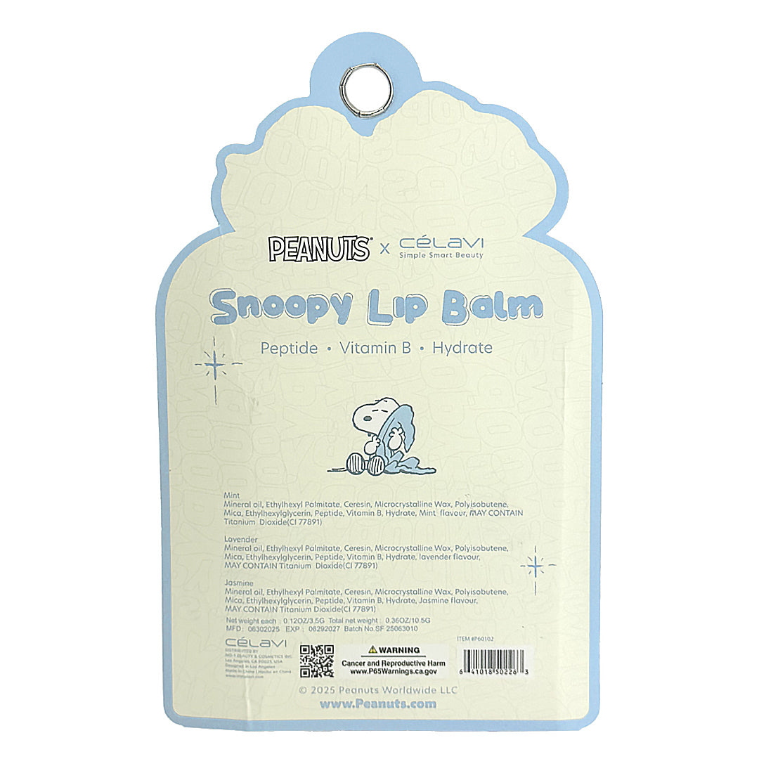 #P60102 - PEANUTS - BÁLSAMO LABIAL DE 3 PIEZAS CON SOPORTE PARA LABIOS