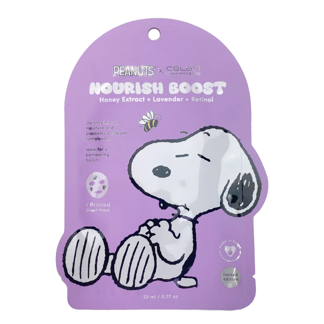 PEANUTS PRINTED SHEET MASK - HONEY EXTRACT + LAVENDER + RETINOL