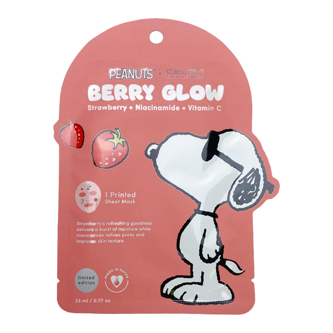 PEANUTS PRINTED SHEET MASK - STRAWBERRY + NIACINAMIDE + VITA