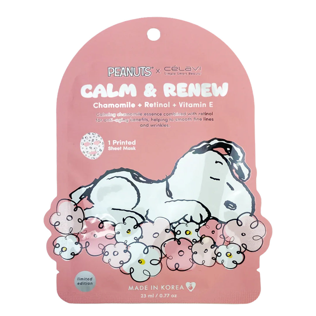 PEANUTS PRINTED SHEET MASK - CHAMOMILE + RETINOL + VITAMIN E