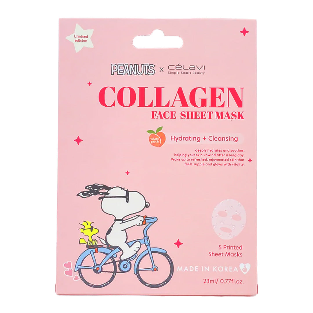 PEANUTS - 5PCS COLLAGEN FACE MASK_WHITE PEACH