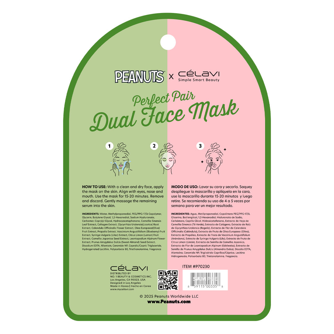 #P70230 - Mascarilla facial doble de cacahuetes (paquete de 5) - Matcha + Colágeno