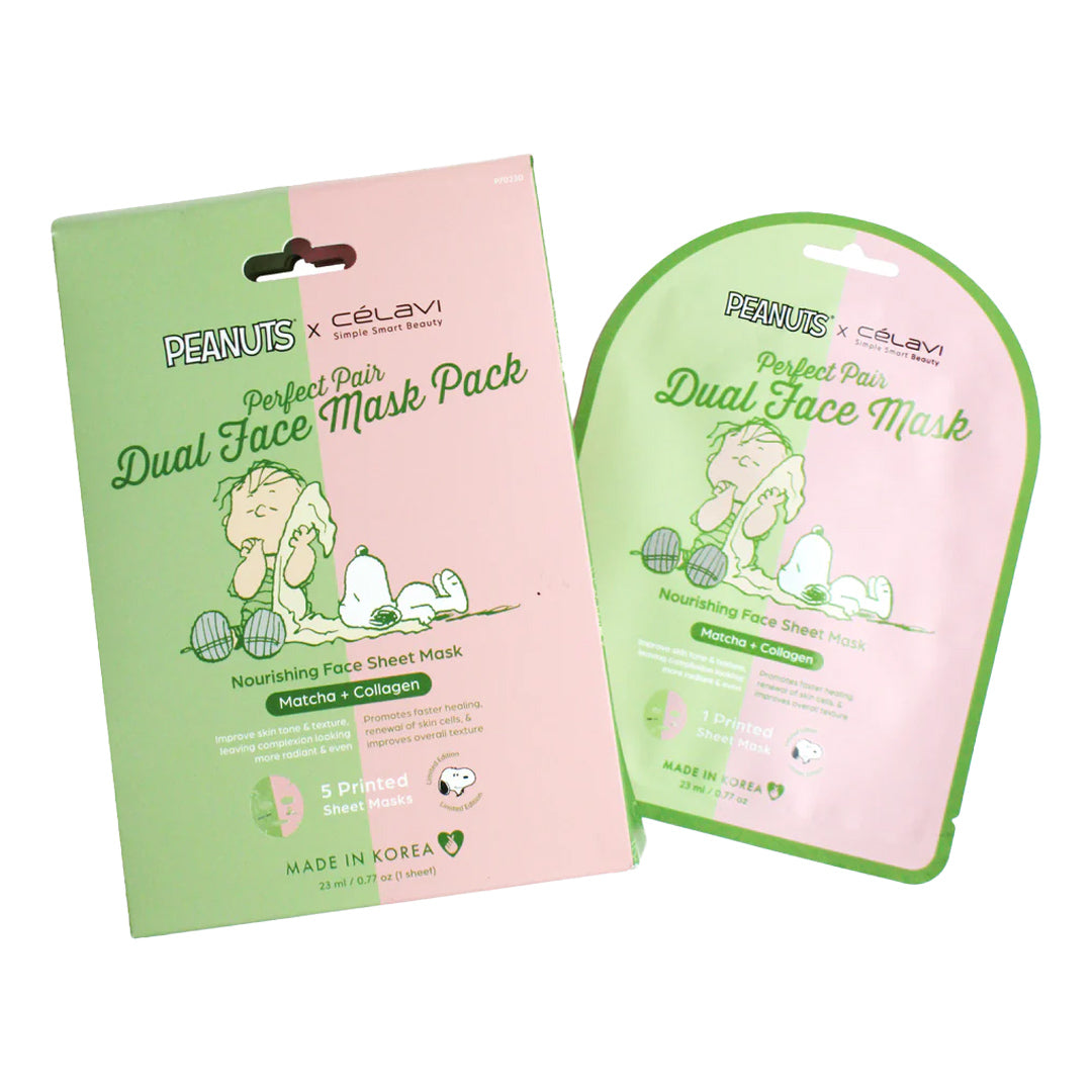 #P70230 - Mascarilla facial doble de cacahuetes (paquete de 5) - Matcha + Colágeno