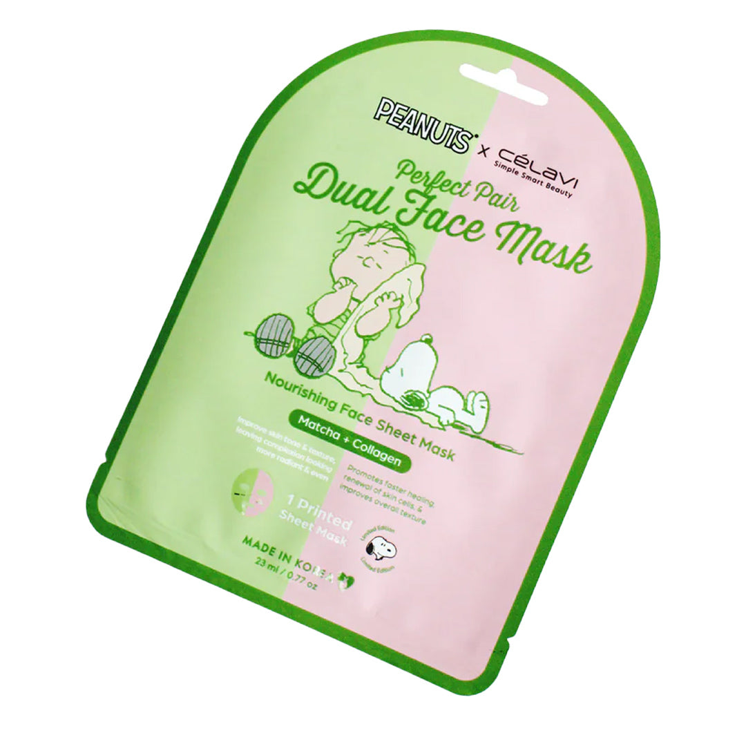 #P70230 - Mascarilla facial doble de cacahuetes (paquete de 5) - Matcha + Colágeno