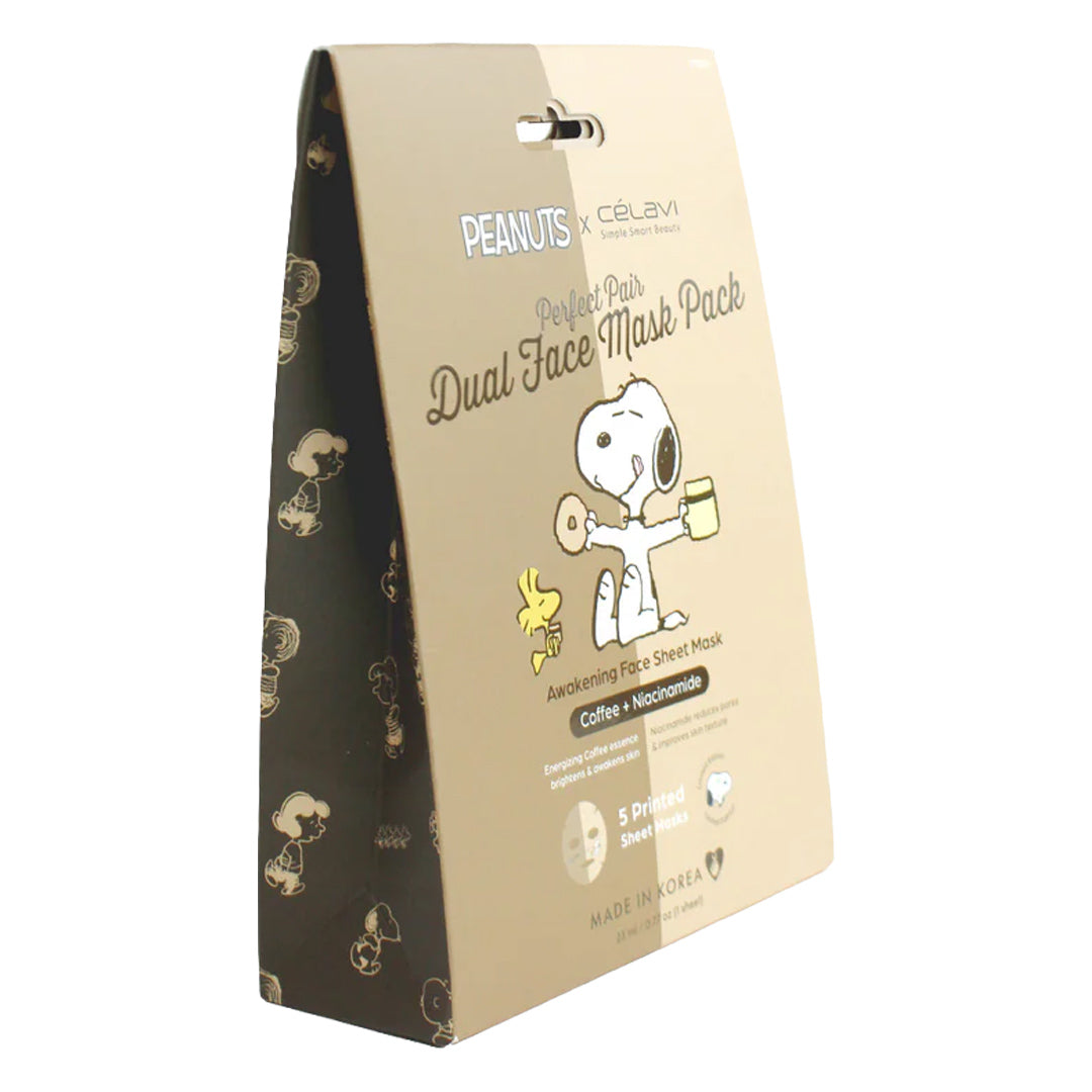 #P70231 - Mascarilla facial doble Peanuts (paquete de 5) - Café + Niacinamida