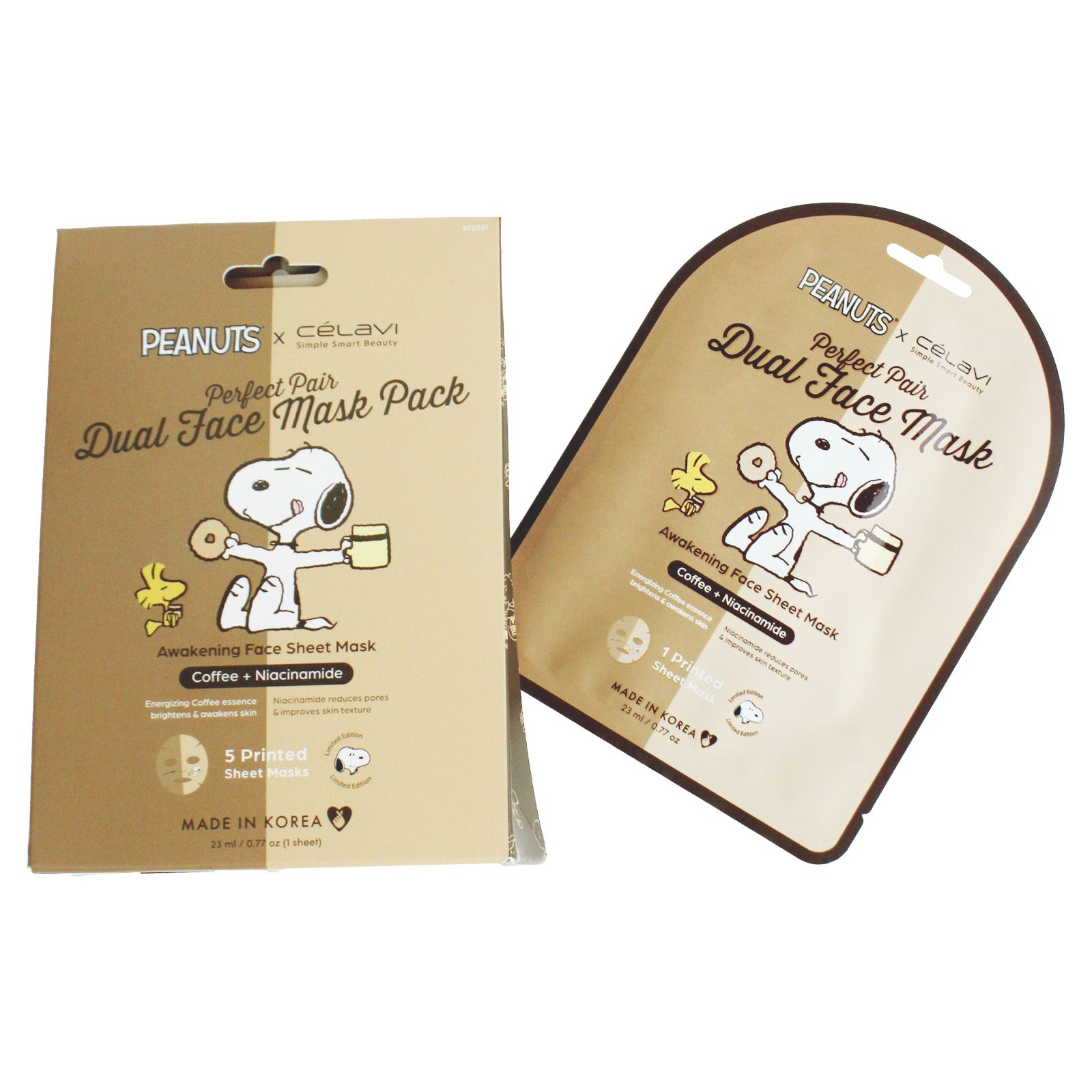 Peanuts Dual Face Mask 5 Pack - Coffee + Niacinamide