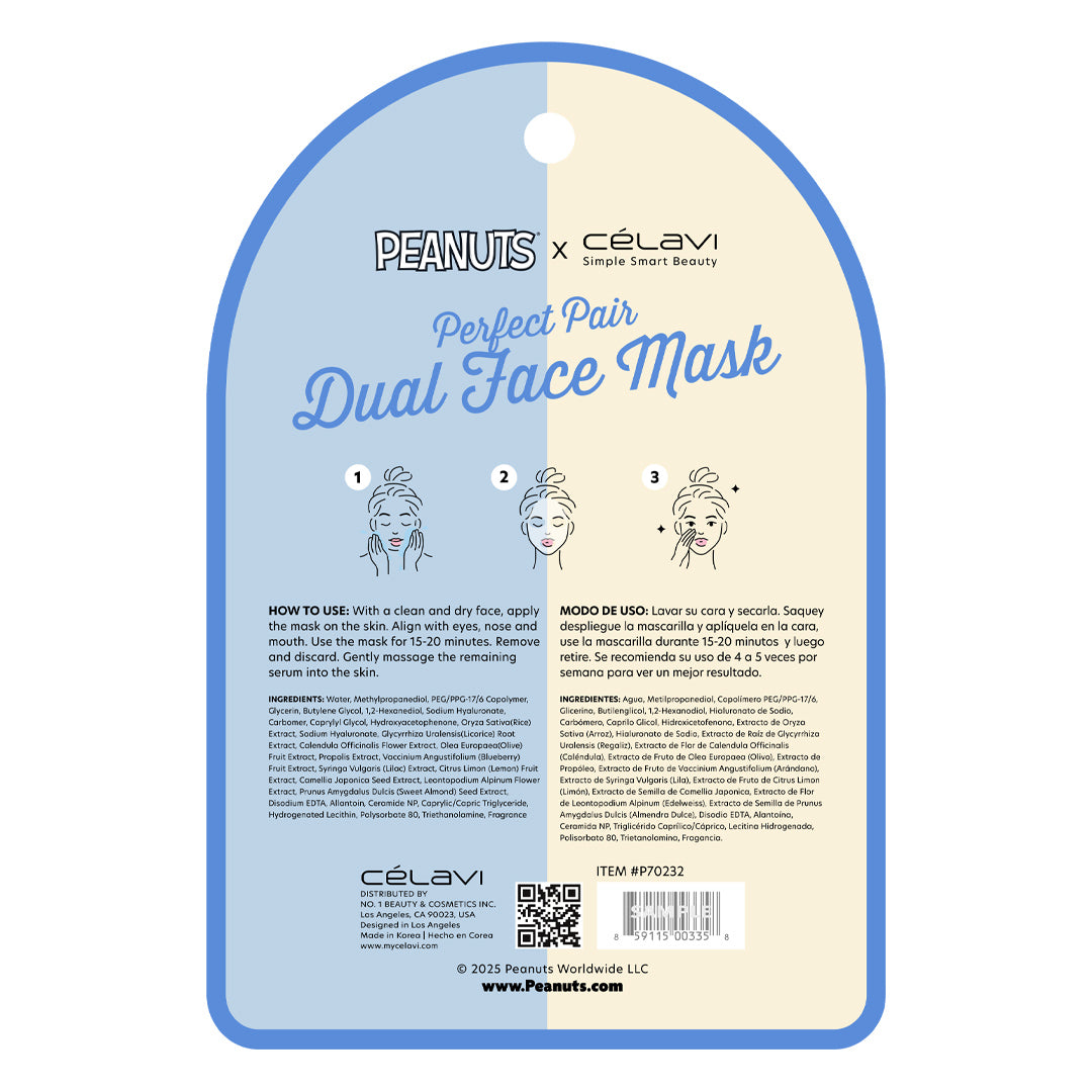 Peanuts Dual Face Mask 5 Pack - Rice + Hyaluronic Acid
