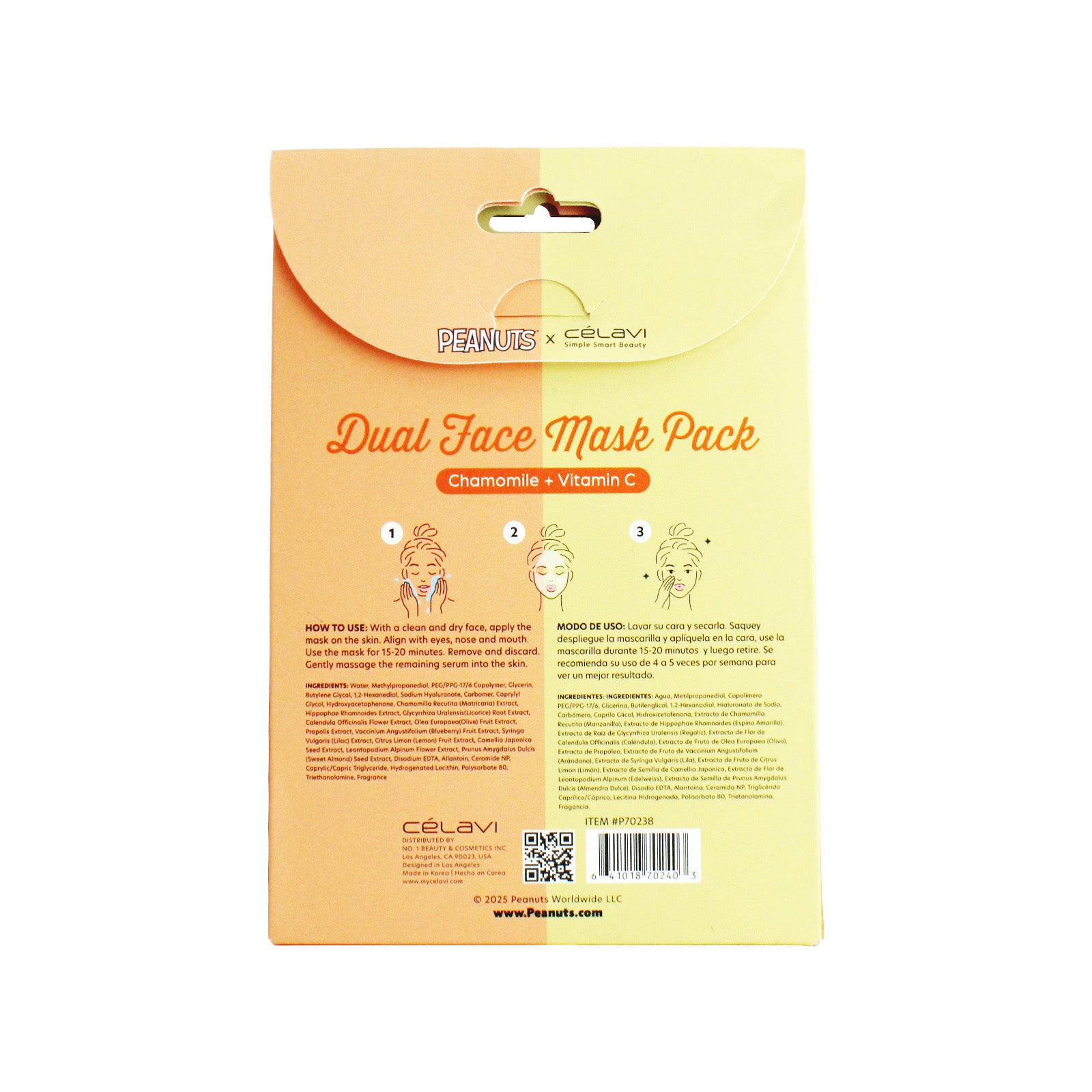 Peanuts Dual Face Mask 5 Pack - Chamomile + Vitamin C