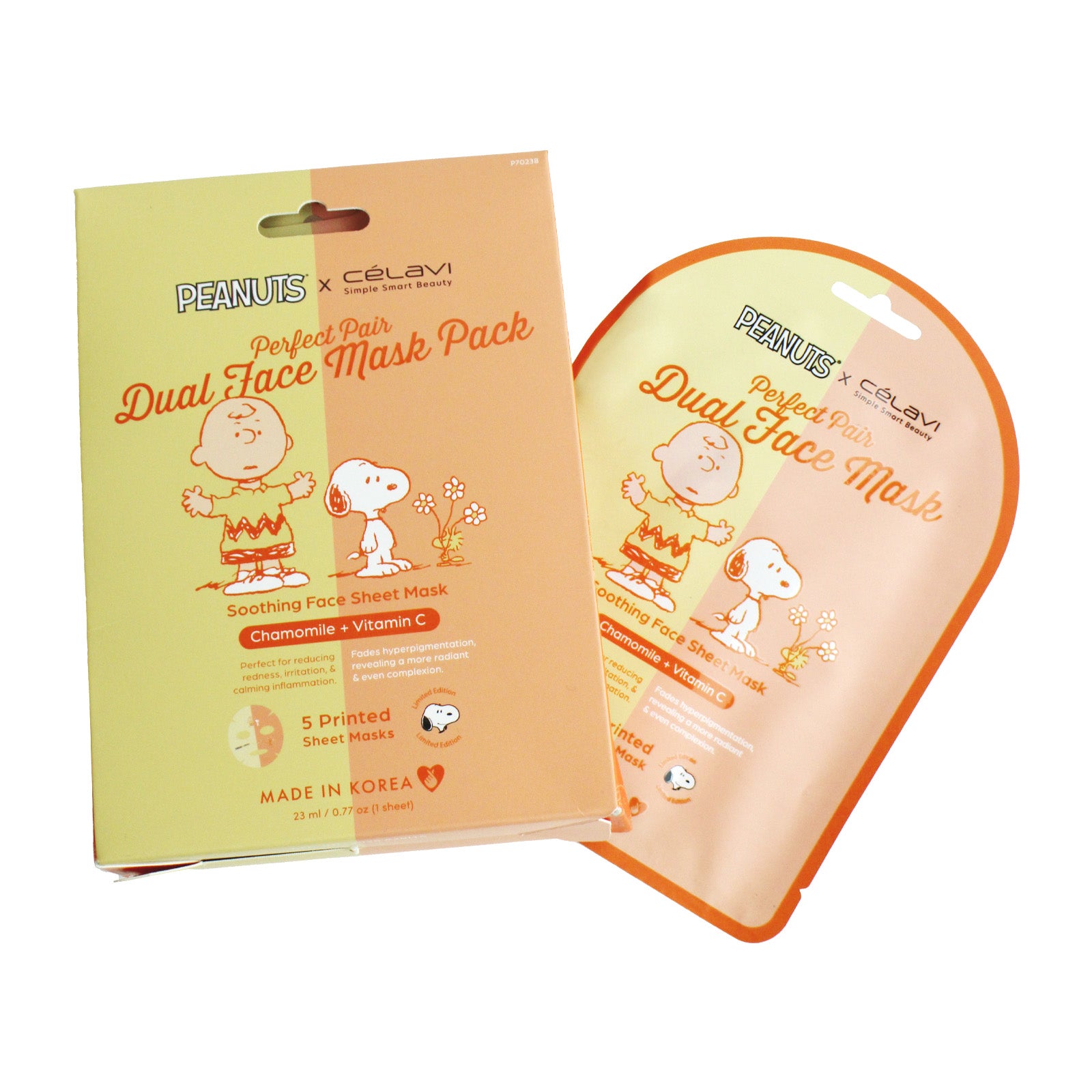 Peanuts Dual Face Mask 5 Pack - Chamomile + Vitamin C