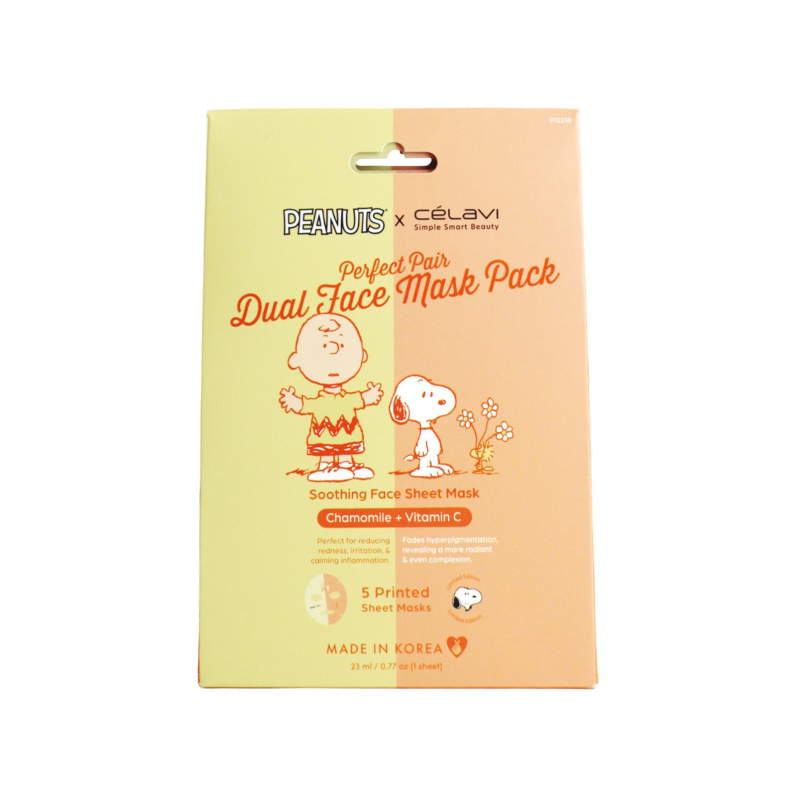 Peanuts Dual Face Mask 5 Pack - Chamomile + Vitamin C