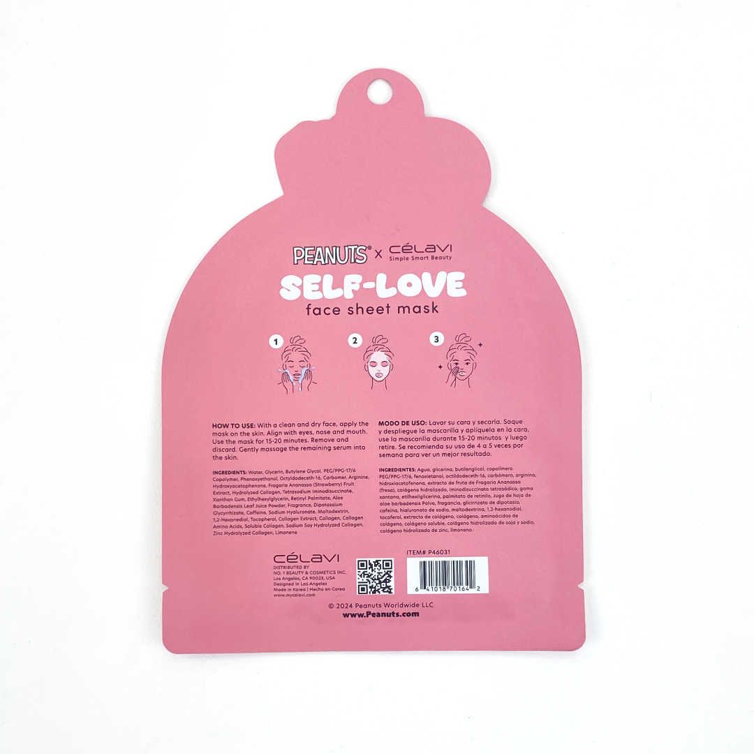 PAQUETE DE MASCARILLAS FACIALES DE TAPA PEANUTS SELF-LOVE