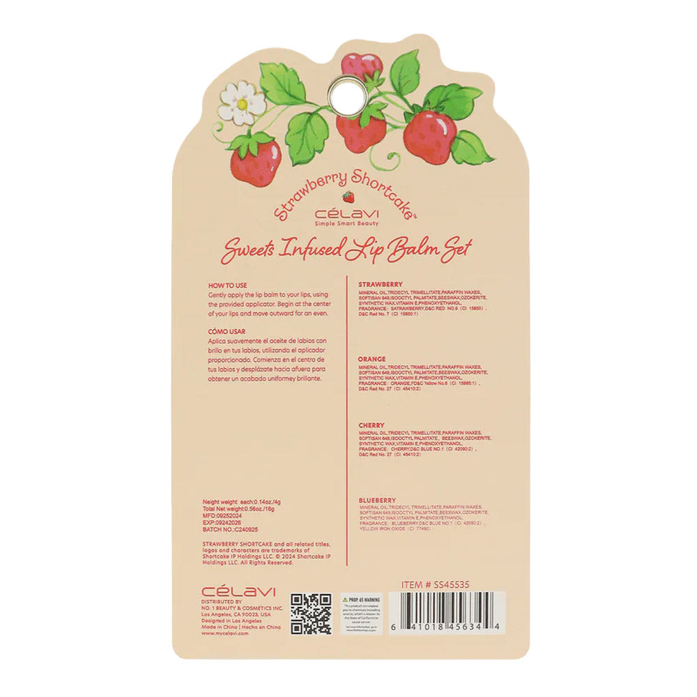 #SS45535 - SET DE 4 BÁLSAMOS LABIAL STRAWBERRY SHORTCAKE