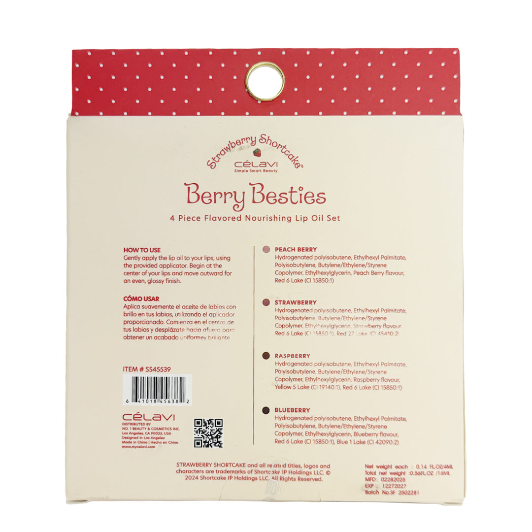 STRAWBERRY SHORTCAKE BERRY BESTIES4 PC FLOVORED NOURISHING LIP OIL SET
