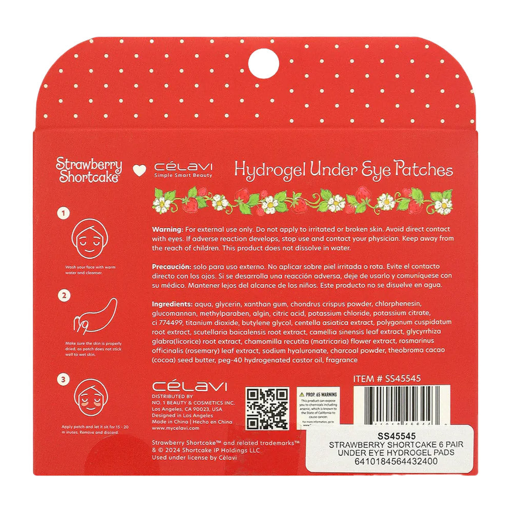 STRAWBERRY SHORTCAKE 6 PAIR UNDER EYE HYDROGEL PADS
