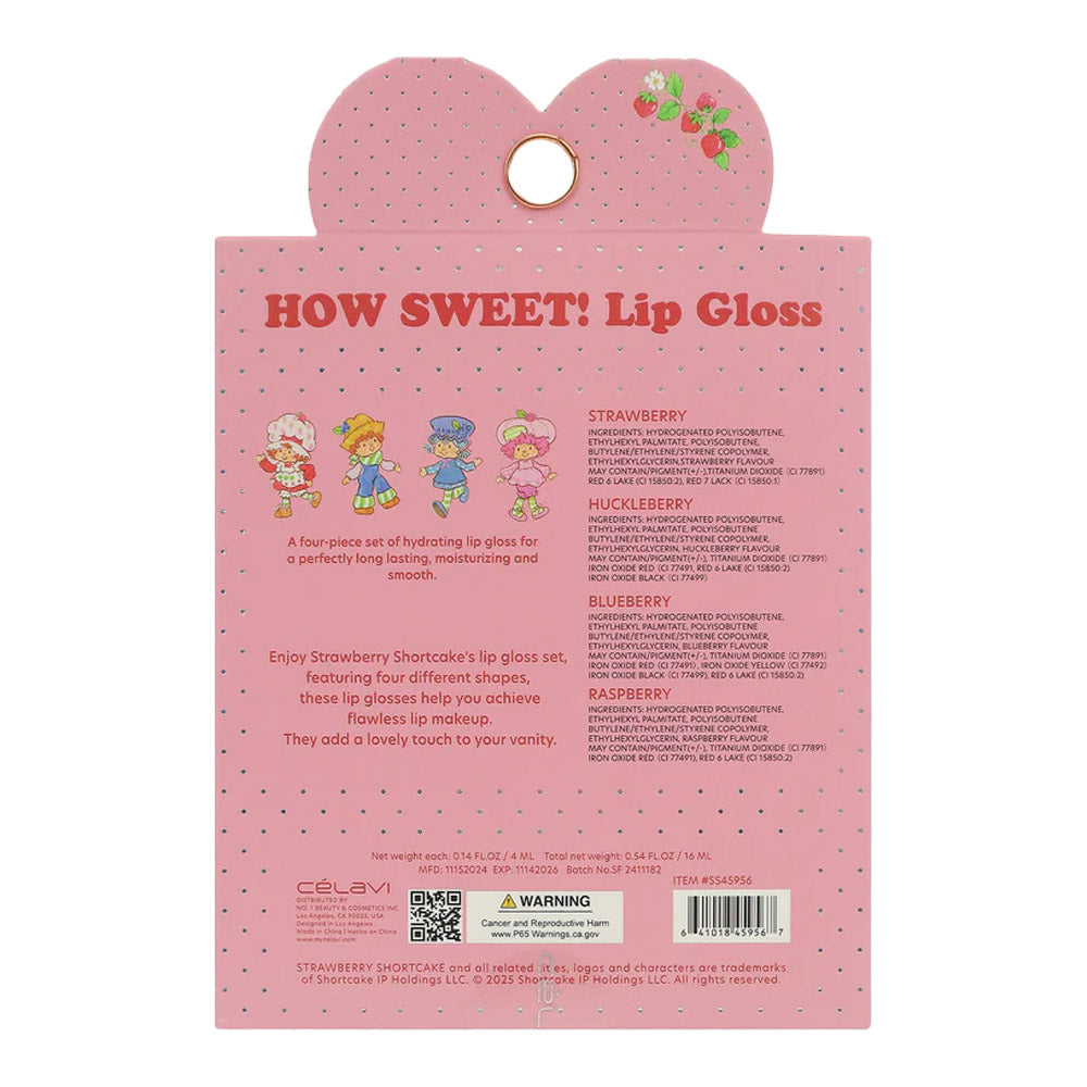 #SS45956 - SET DE 4 BRILLOS DE LABIOS STRAWBERRY SHORTCAKE (DÍA DE SAN VALENTÍN)