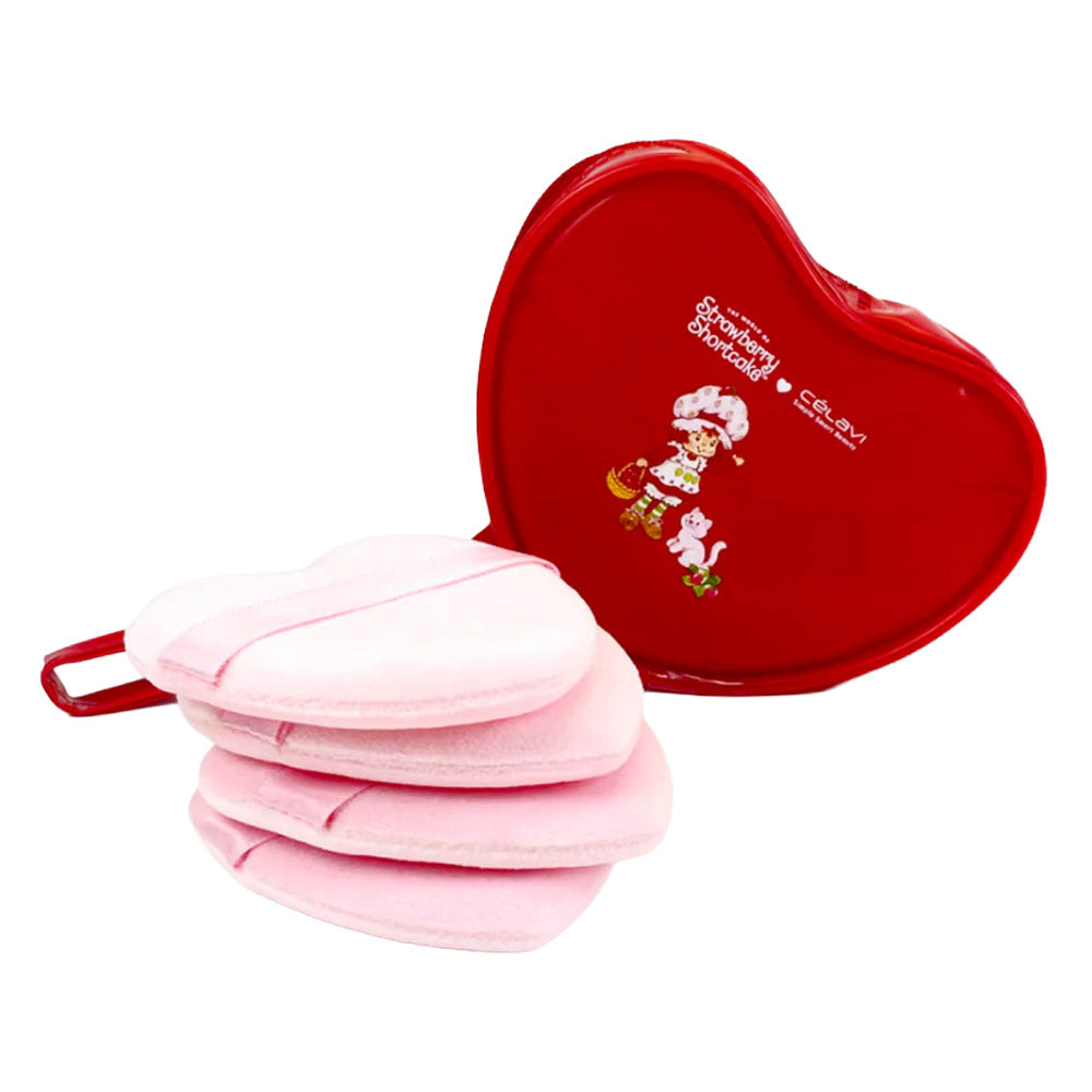 STRAWBERRY SHORTCAKE HEART BAG WITH 4 PC POWDER PUFFS