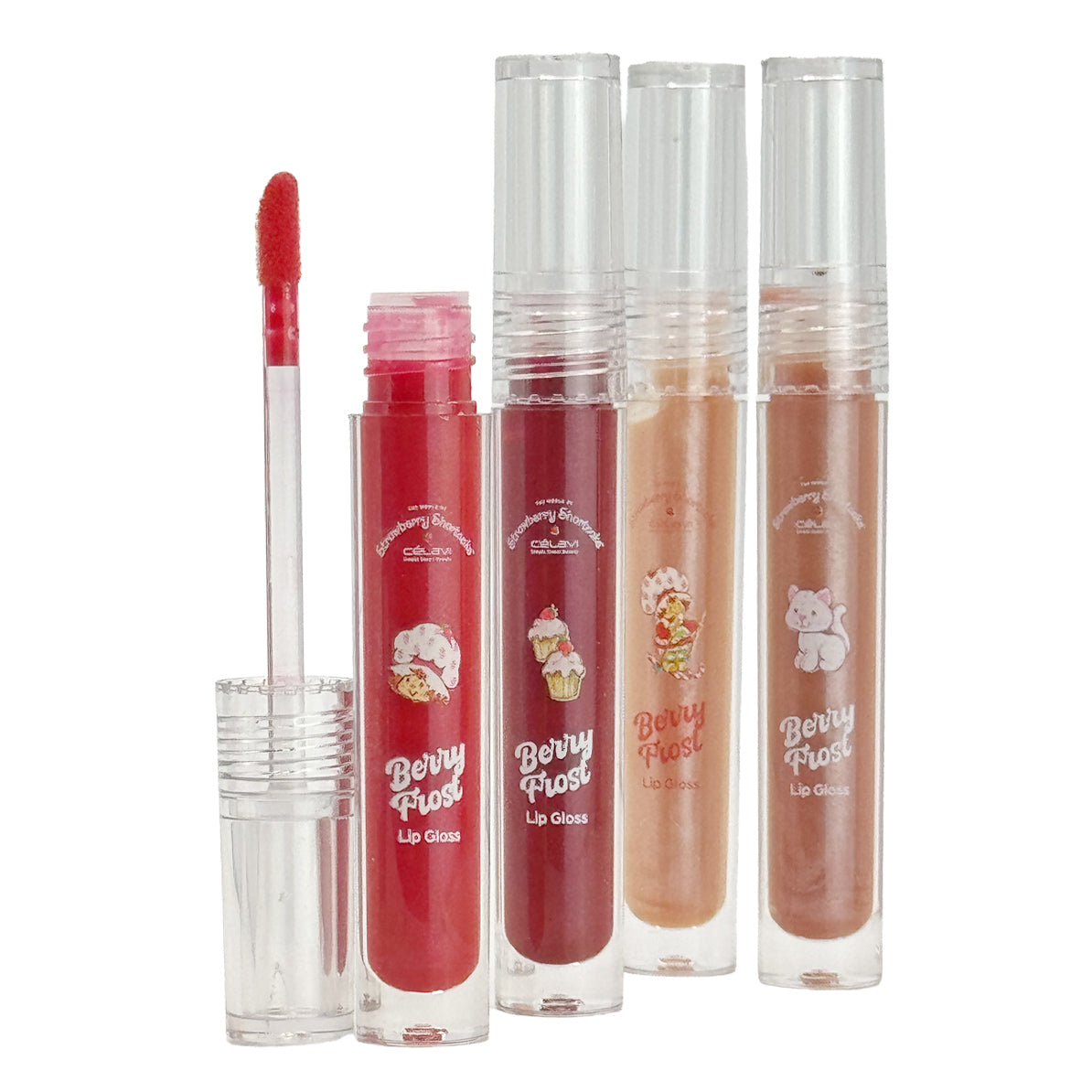 #SS60138H - Brillo labial brillante de 4 piezas STRAWBERRY SHORTCAKE HOLIDAY