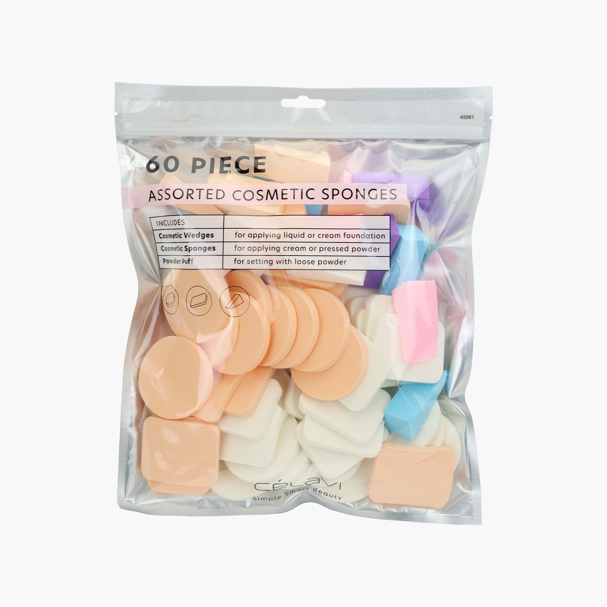 60PC ASSORTED COSMETIC SPONGES 6 DZ