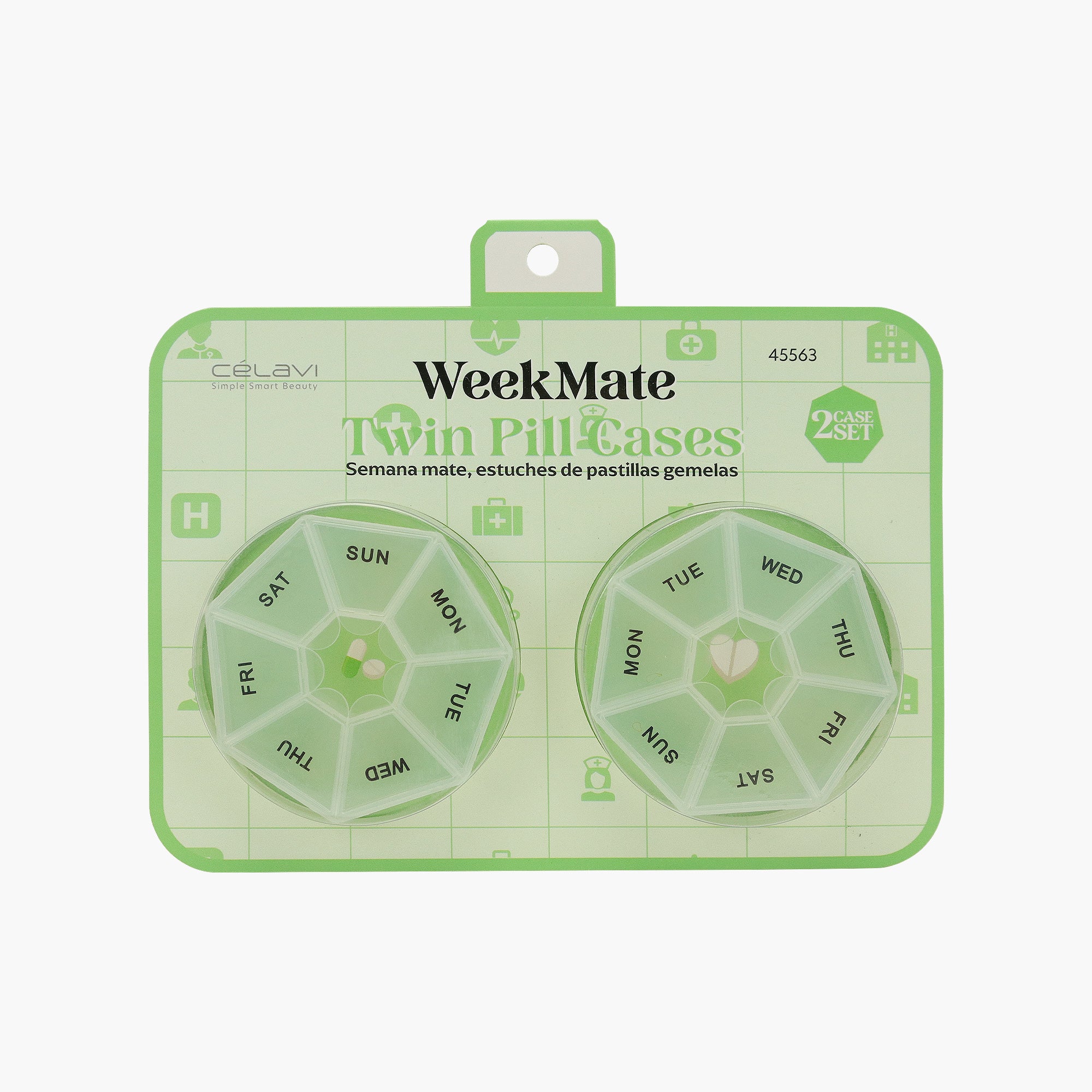 2PC PILL CASE - WEEKMATE TWIN PILL CASE, GREEN