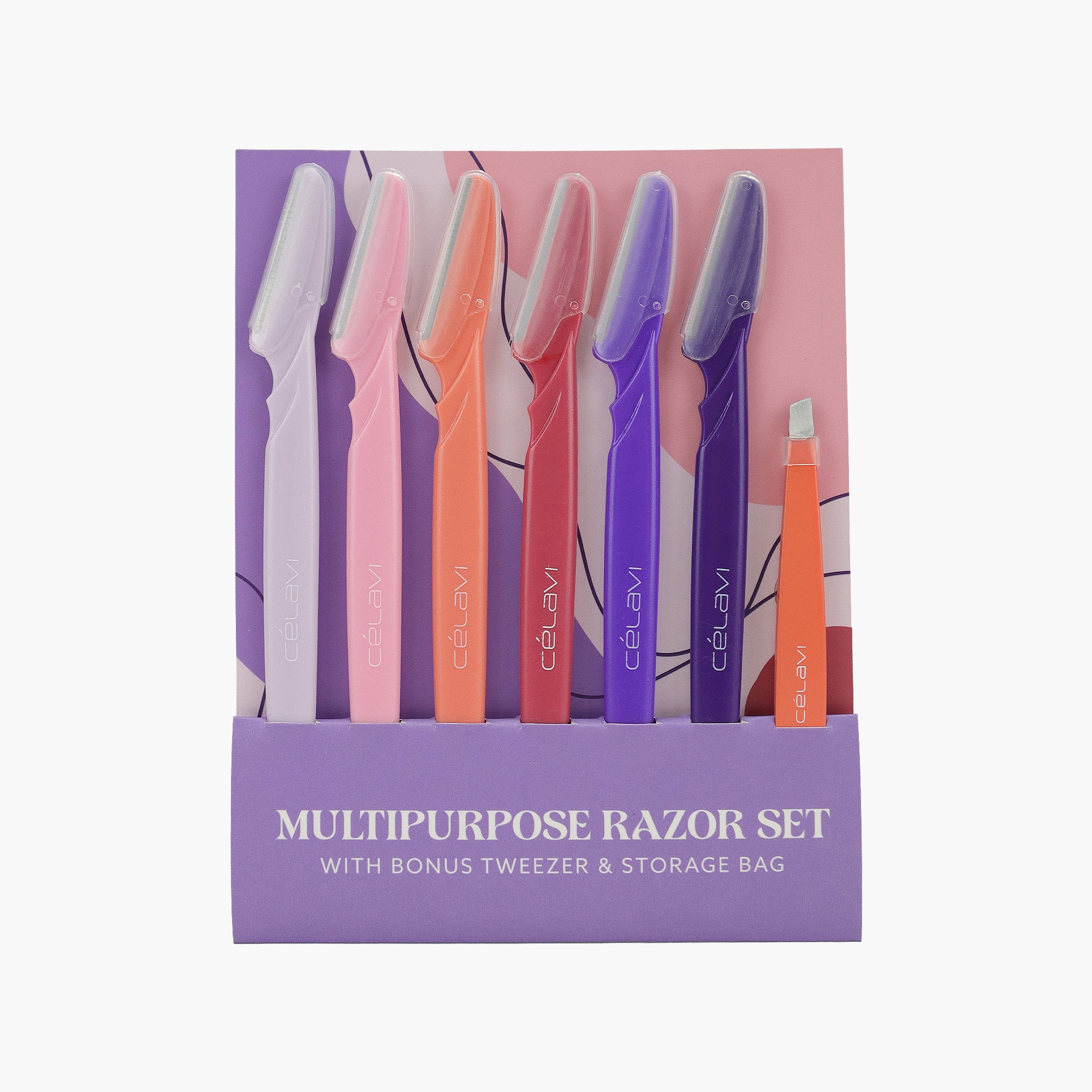 6PC RAZOR SET W/ TWEEZER