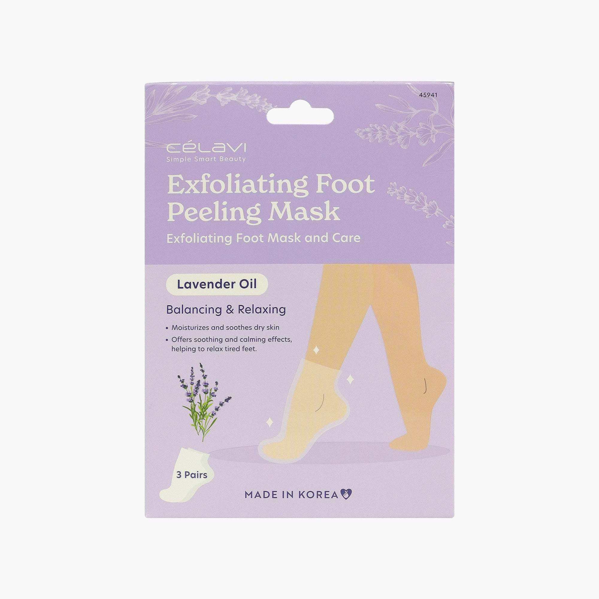 3PK EXFOLIATING FOOT PEELING MASK - LAVENDER