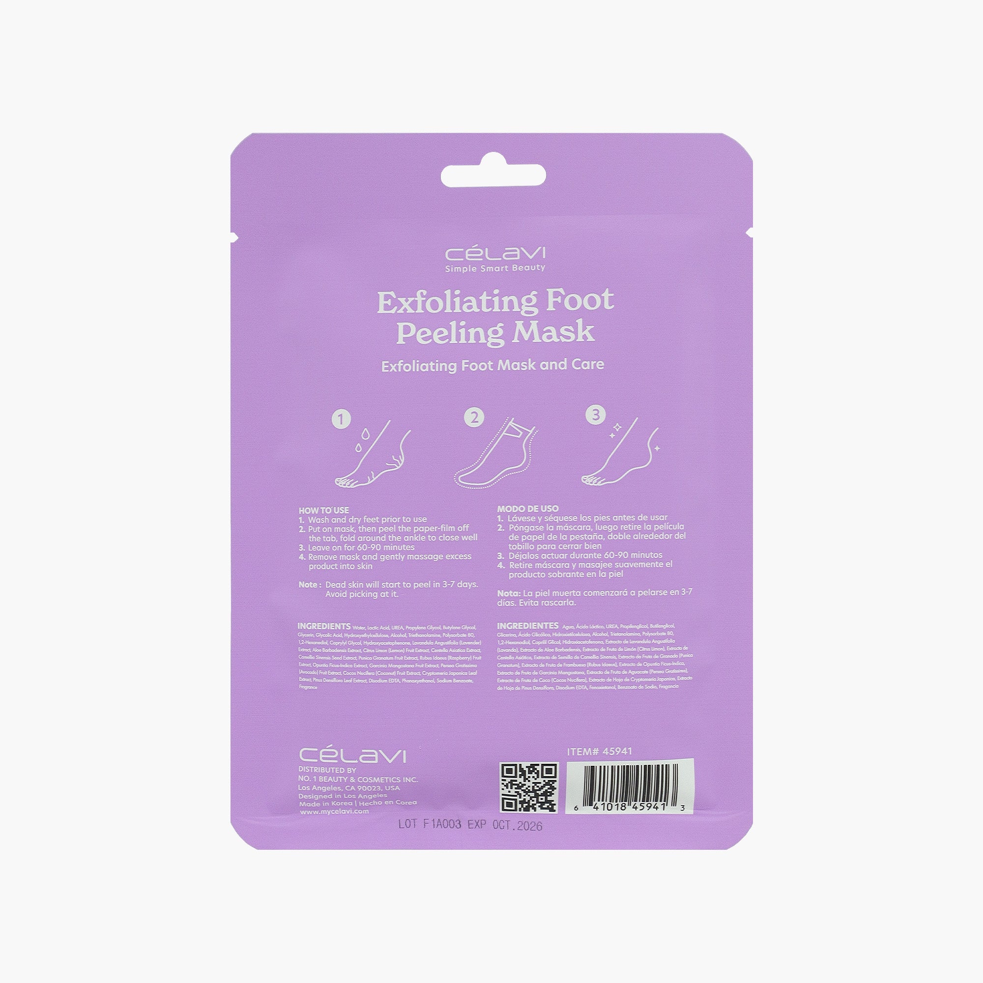 3PK EXFOLIATING FOOT PEELING MASK - LAVENDER