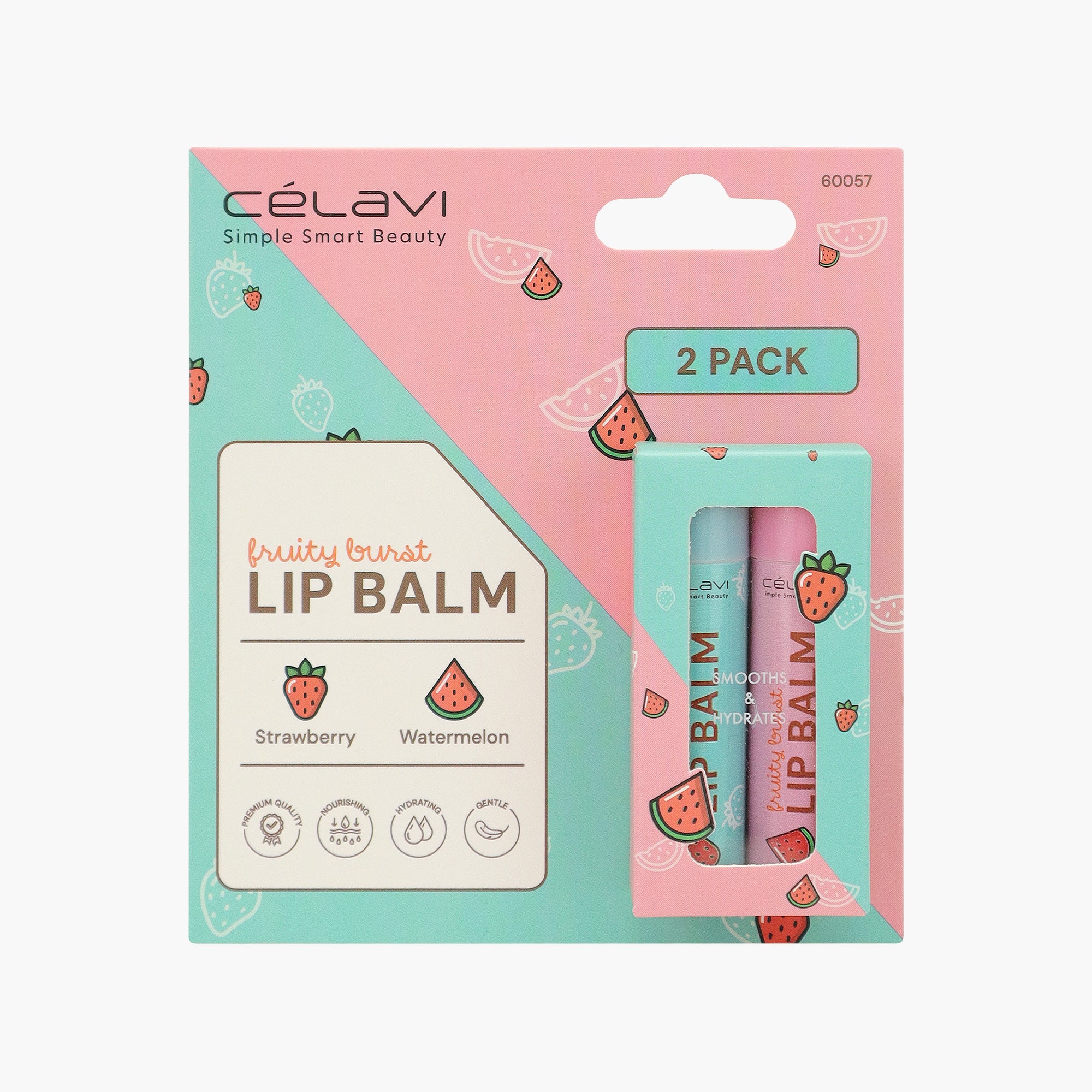 LIP BALM 2PC SET (STRAWBERRY+WATERMELON)