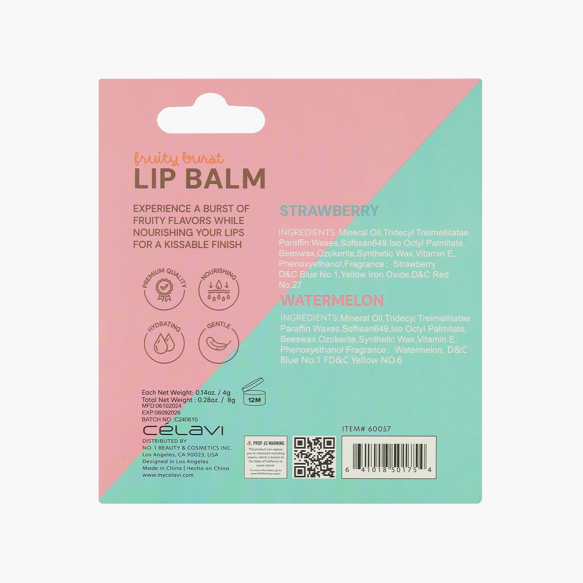 LIP BALM 2PC SET (STRAWBERRY+WATERMELON)