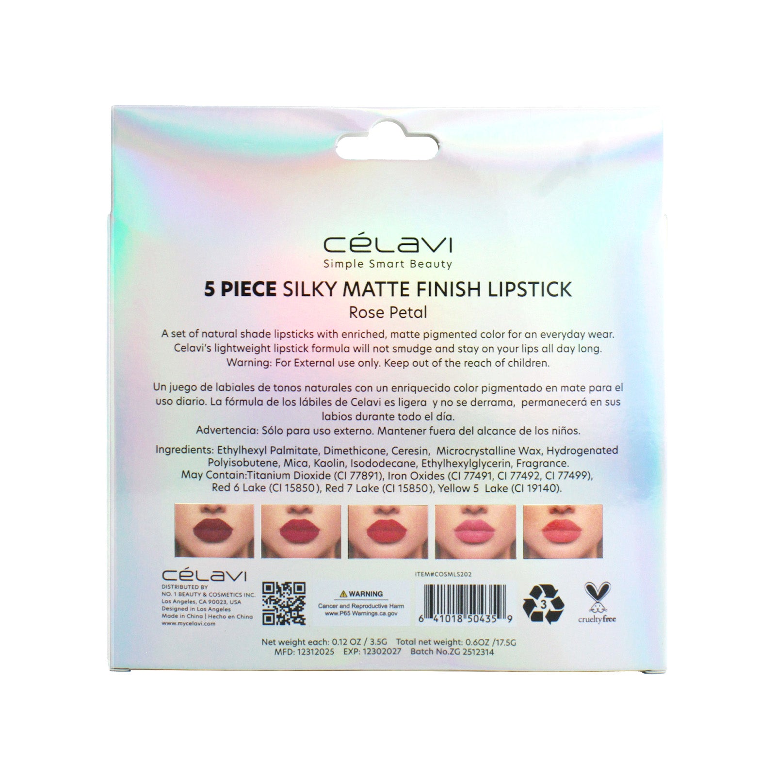Burlington 5 Piece Lipstick Set Rose Petal