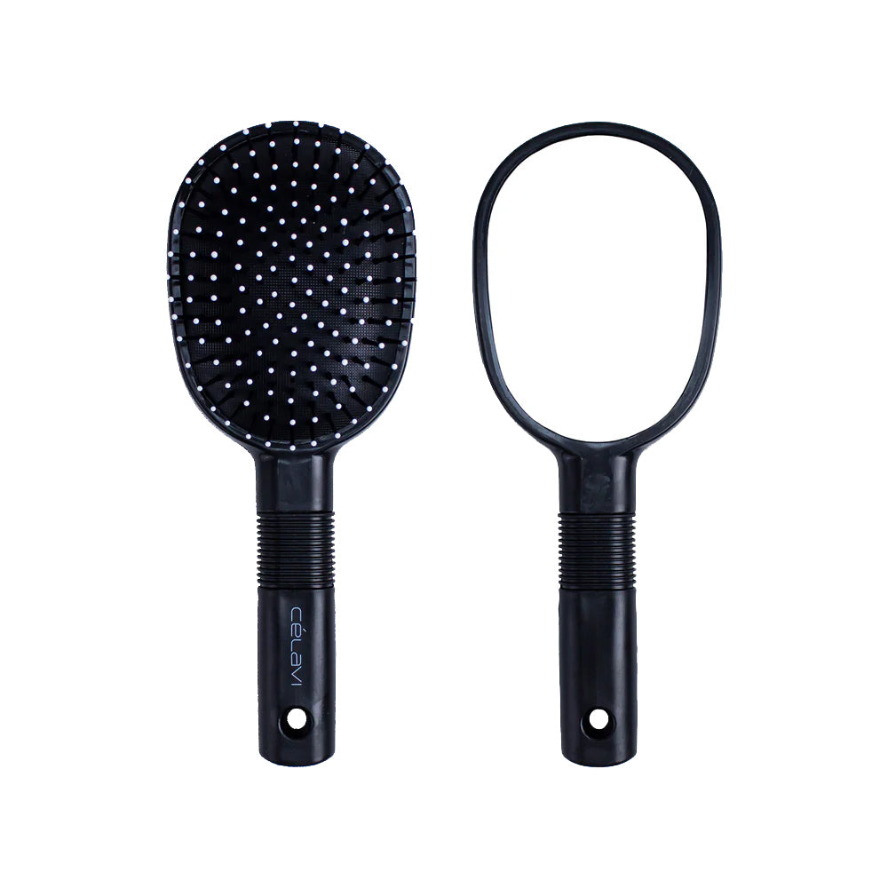2 IN 1 HAIR BRUSH WITH MIRROR