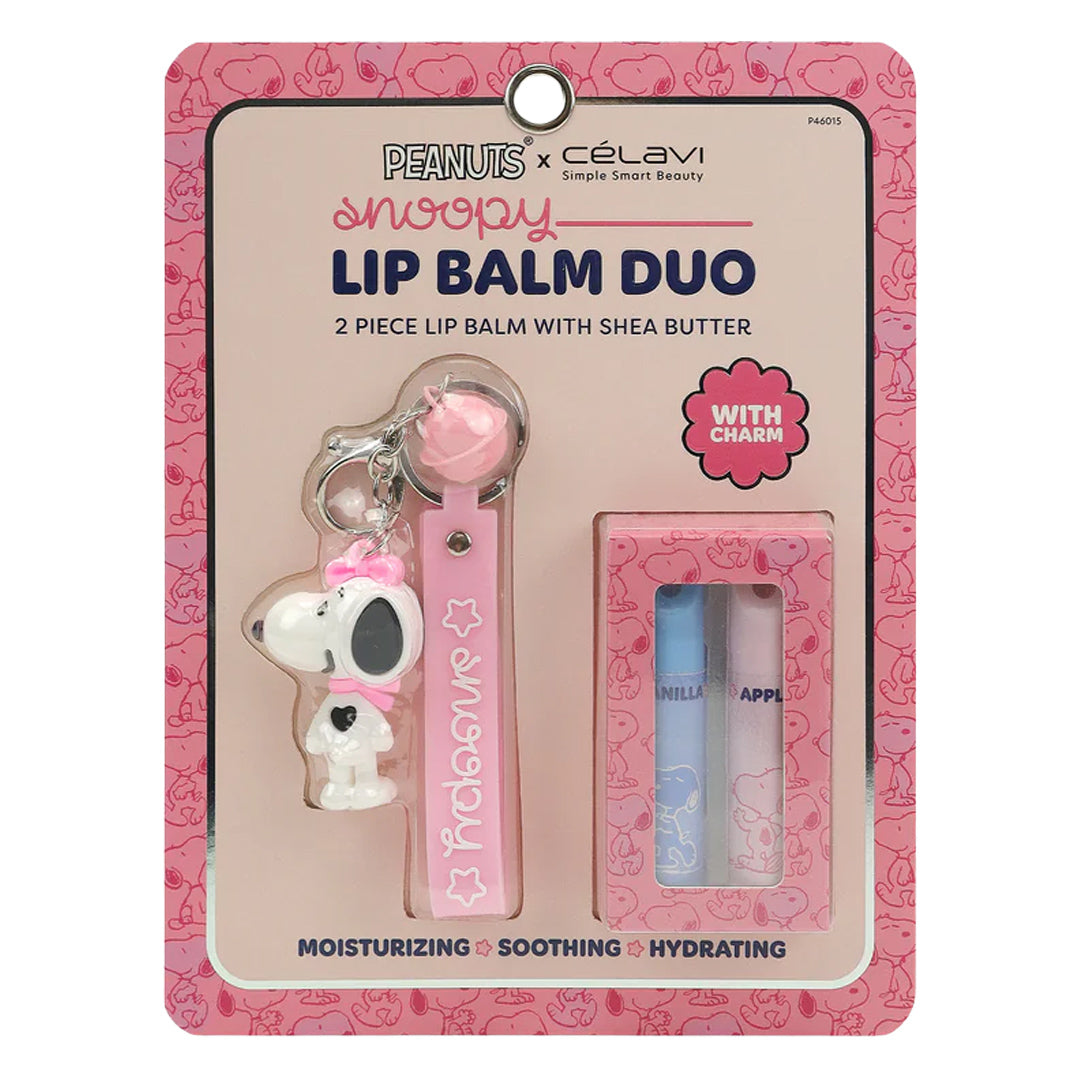 PEANUTS 2PC LIP BALM WITH KEYCHAIN