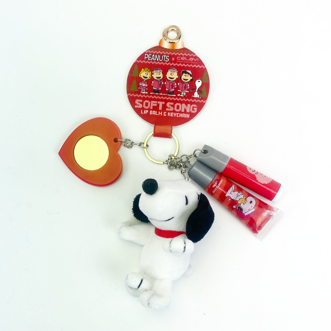 PEANUTS CHRISTMAS LIP BALM AND KEYCHAIN