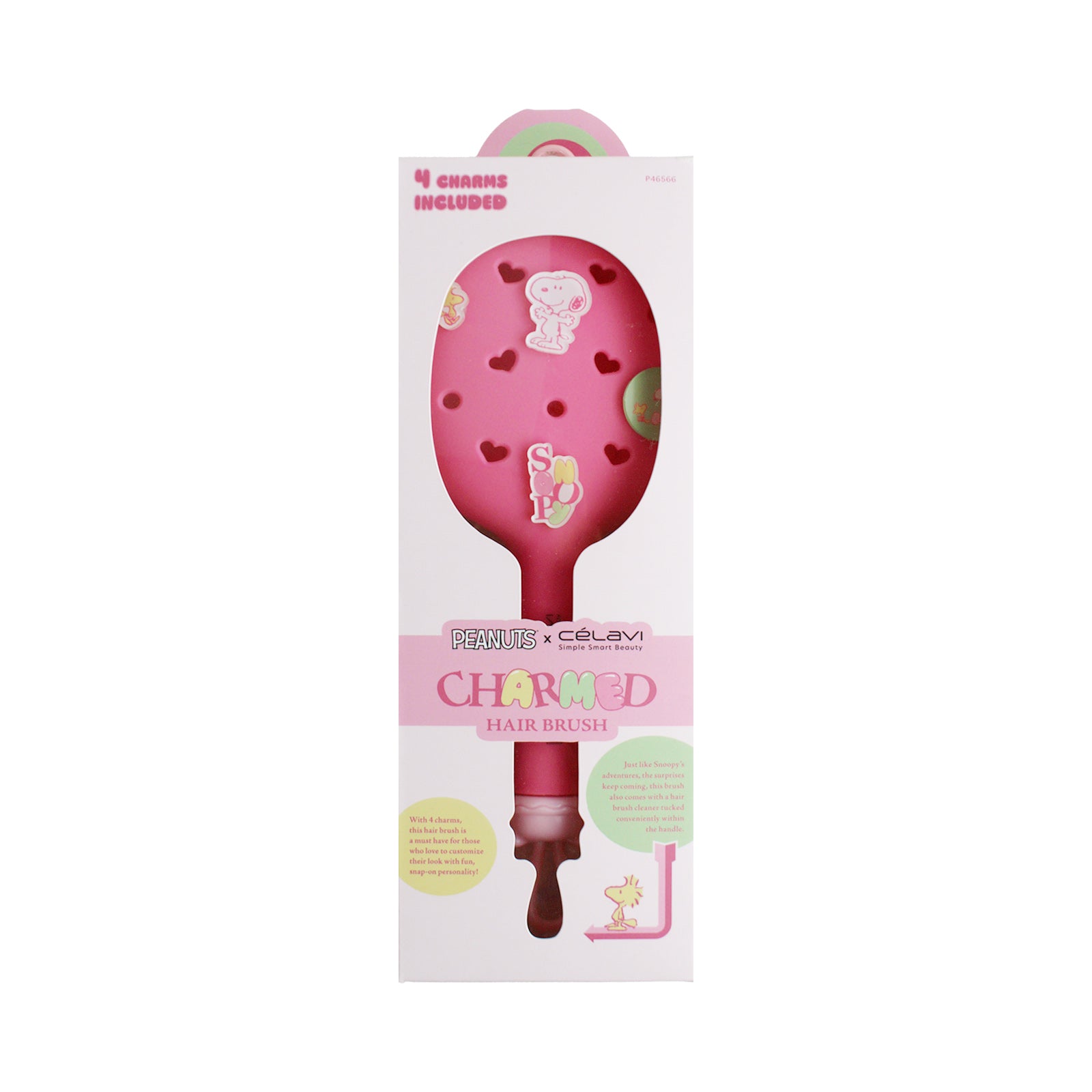 #P46566 - Celavi Peanuts Everyday Charm Hair Brush Pink