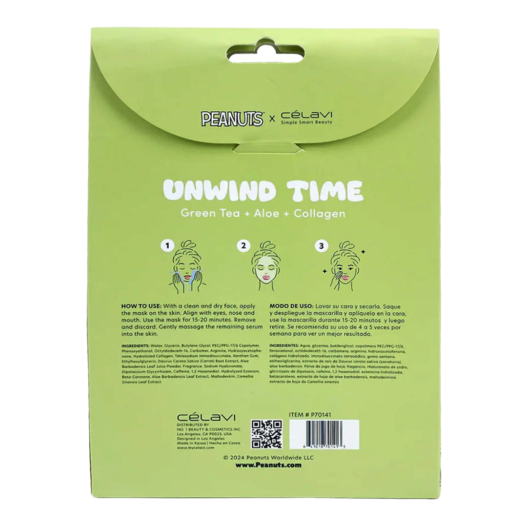 #P70141 - MASCARILLA ESTAMPADA DE CACAHUETE (5 PIEZAS) - TÉ VERDE + ALOE + COLÁGENO