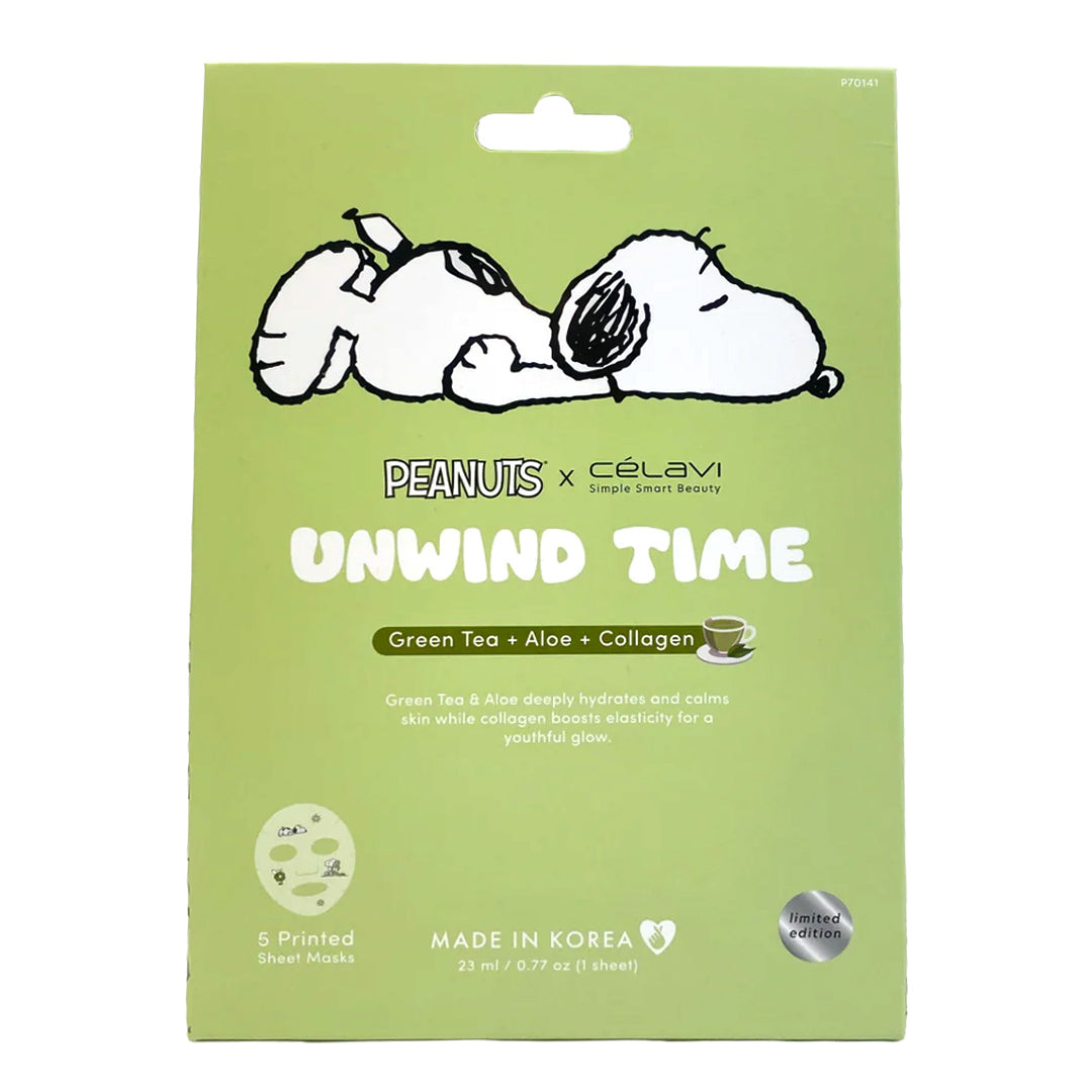 #P70141 - MASCARILLA ESTAMPADA DE CACAHUETE (5 PIEZAS) - TÉ VERDE + ALOE + COLÁGENO