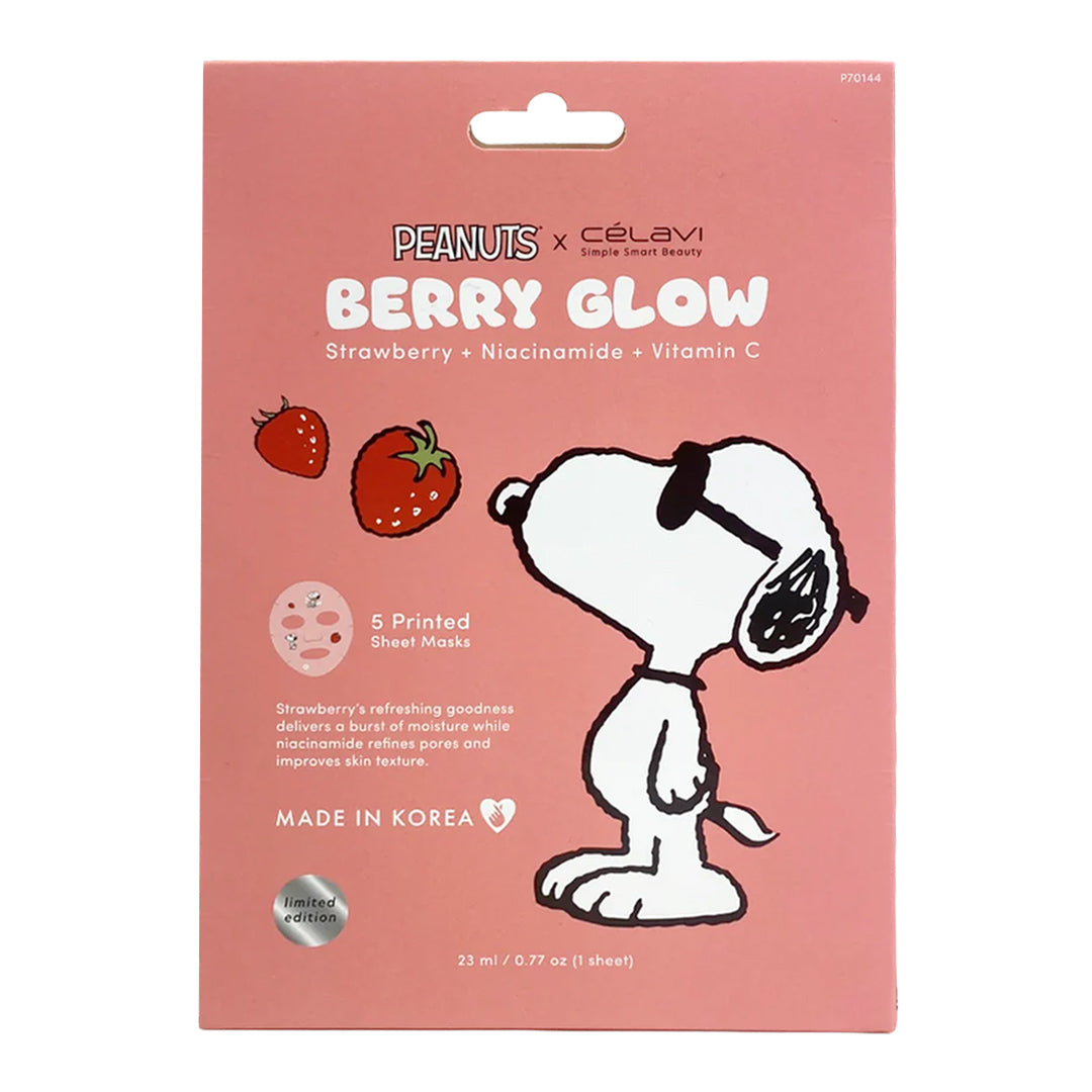 PEANUTS PRINTED SHEET MASK - STRAWBERRY + NIACINAMIDE + VITA