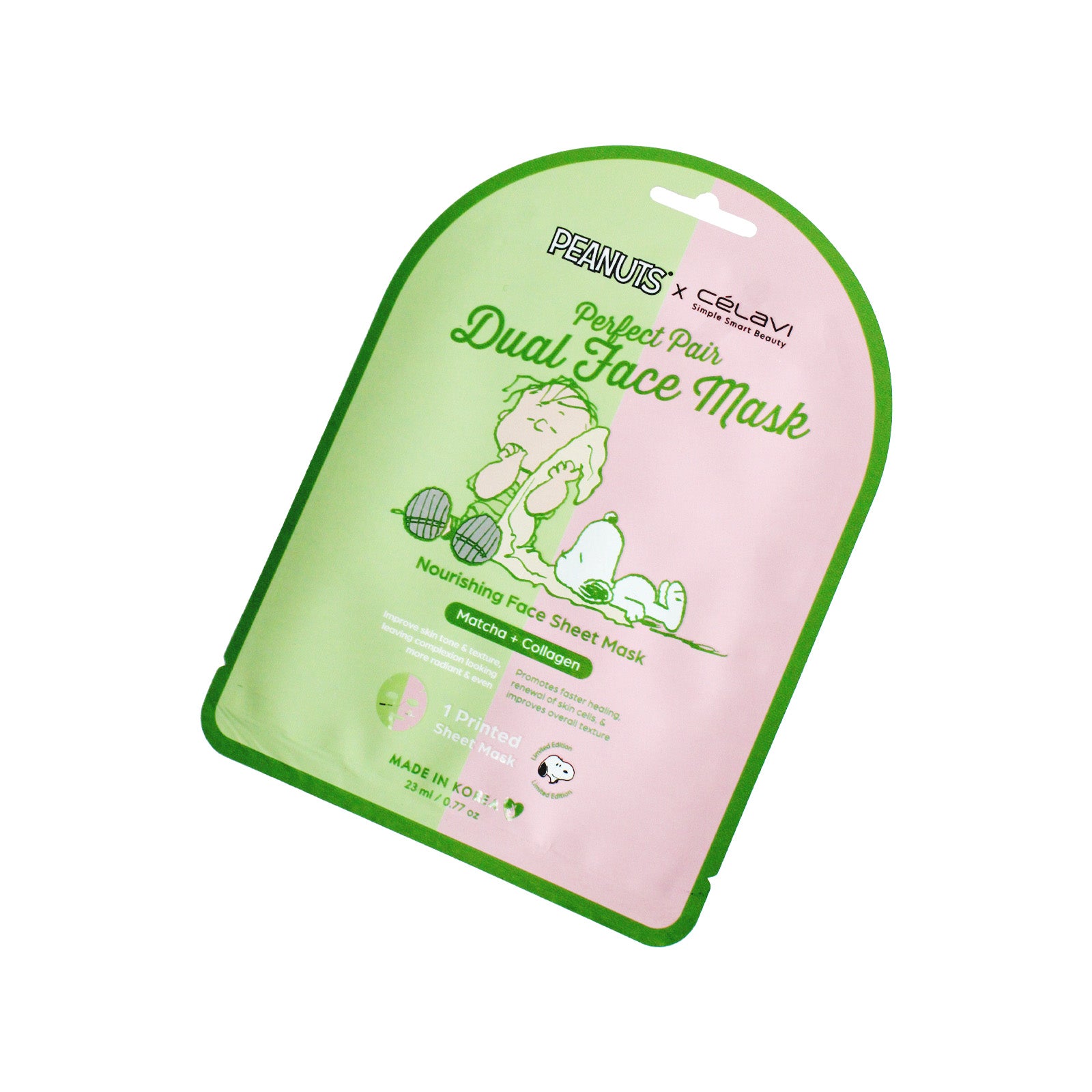 #P70230 - Peanuts Dual Face Mask 5 Pack - Matcha + Collagen
