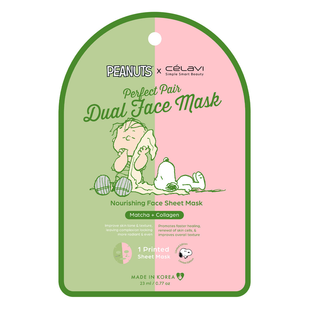 Peanuts Dual Face Mask 5 Pack - Matcha + Collagen