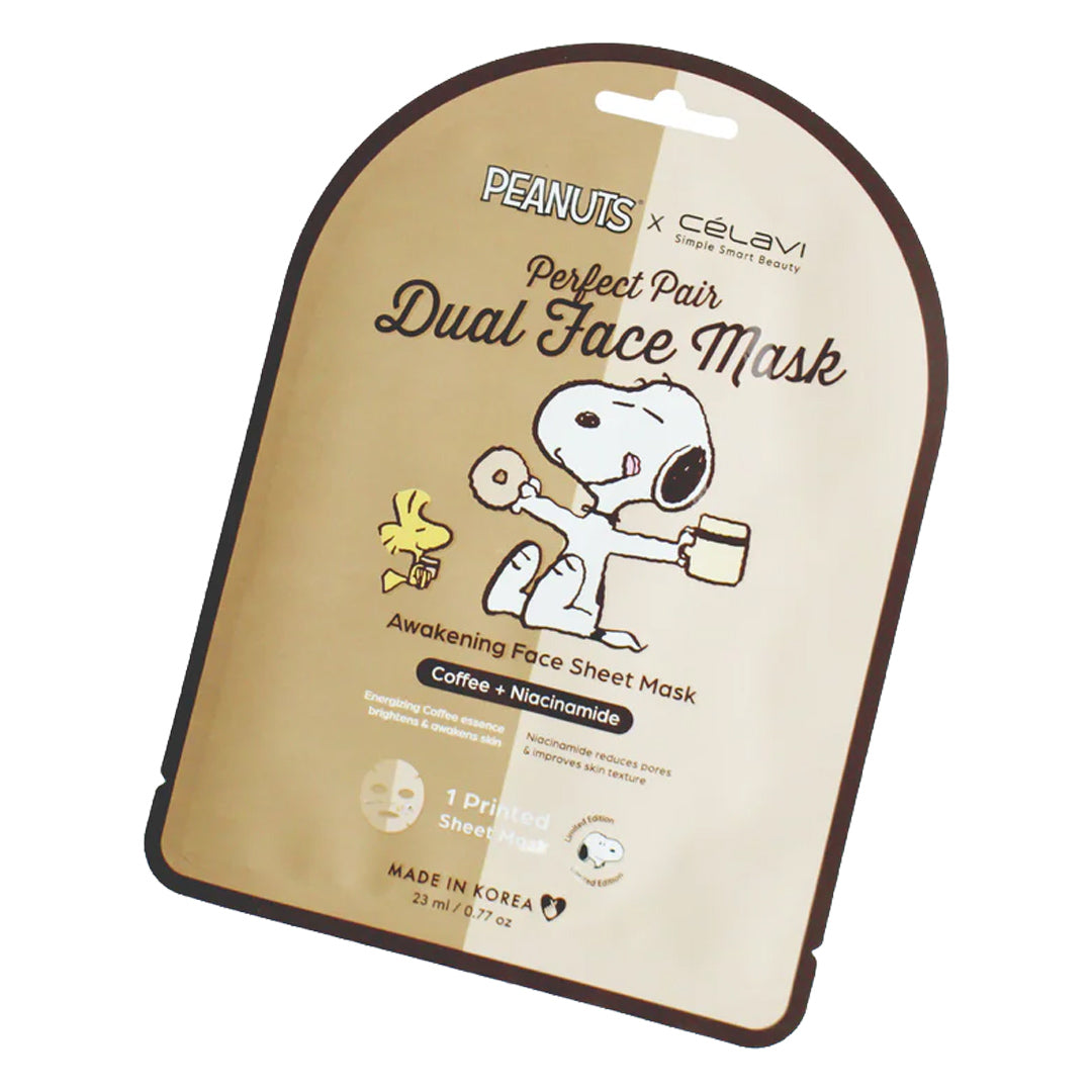 #P70231 - Mascarilla facial doble Peanuts (paquete de 5) - Café + Niacinamida