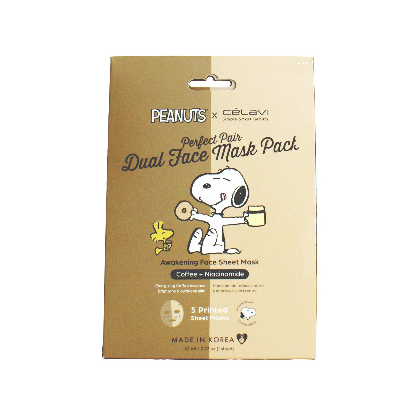 Peanuts Dual Face Mask 5 Pack - Coffee + Niacinamide