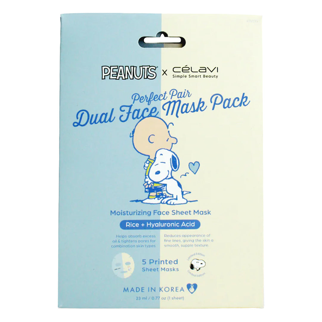 Peanuts Dual Face Mask 5 Pack - Rice + Hyaluronic Acid