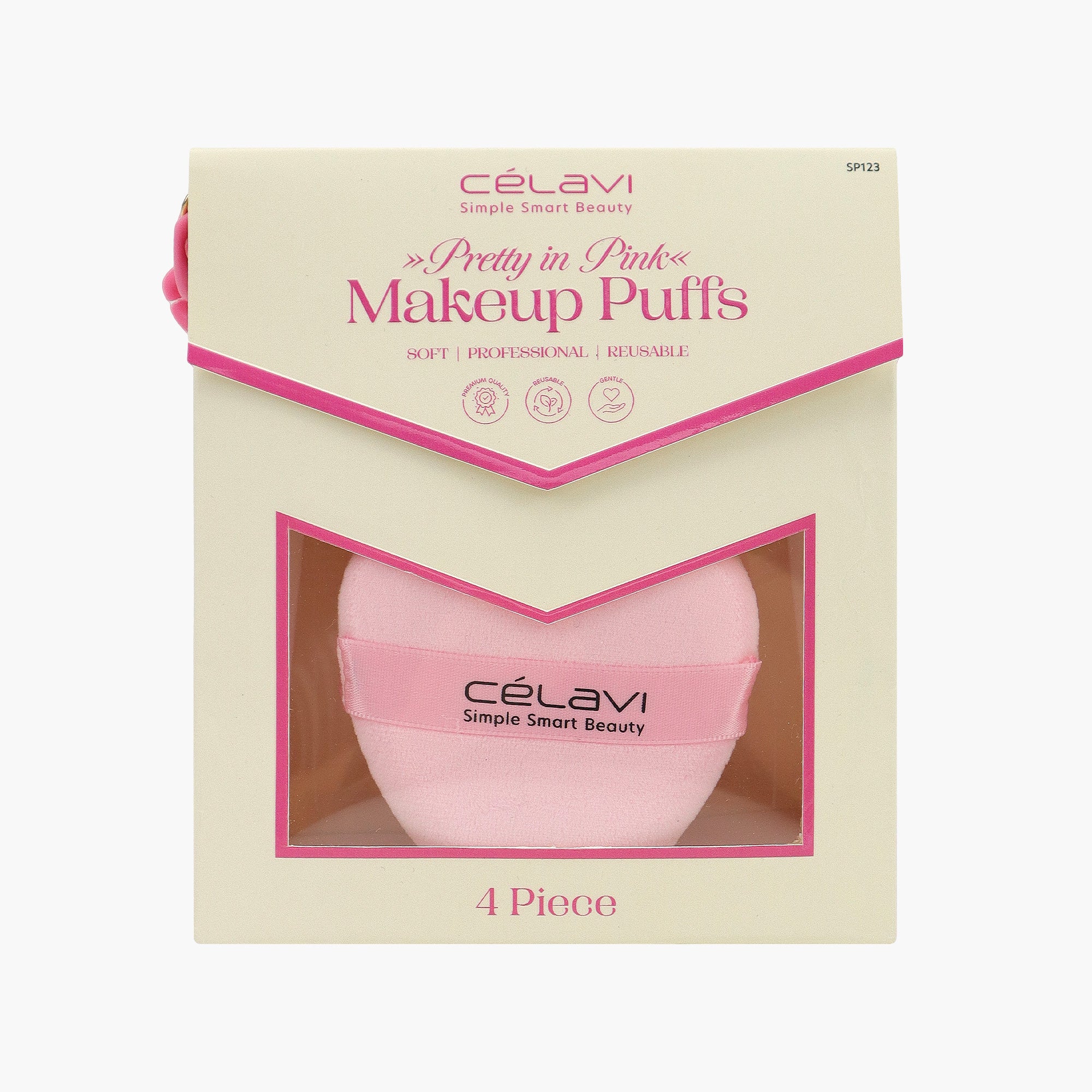 4PC MAKE UP PUFF SET - HOT PINK