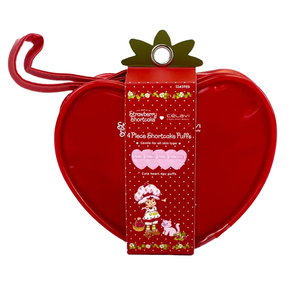 STRAWBERRY SHORTCAKE HEART BAG WITH 4 PC POWDER PUFFS