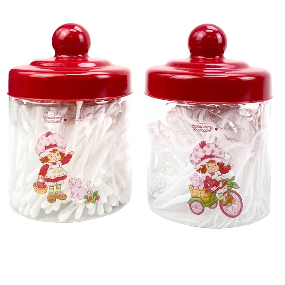 #SS45995 - TARTA DE FRESA 50 PALILLOS DE HILO DENTAL + 50 DISCOS DE ALGODÓN CON FRASCO REUTILIZABLE