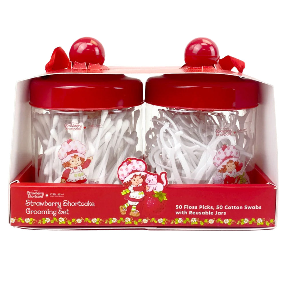 #SS45995 - TARTA DE FRESA 50 PALILLOS DE HILO DENTAL + 50 DISCOS DE ALGODÓN CON FRASCO REUTILIZABLE